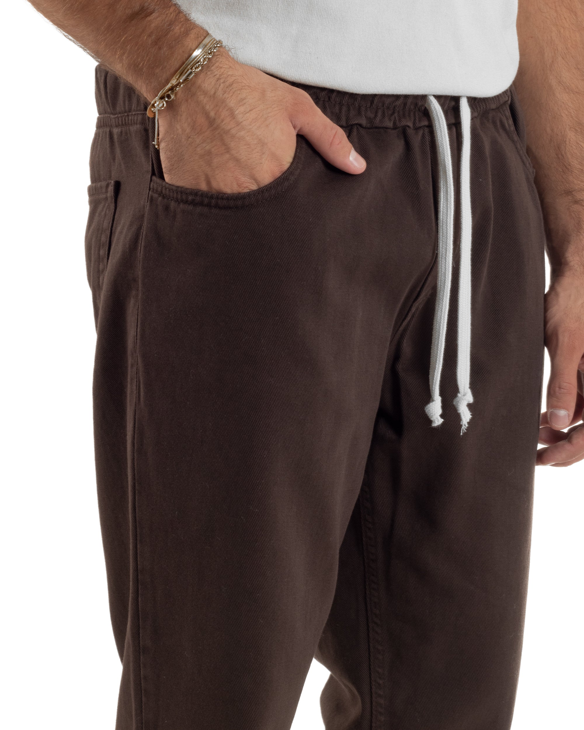 Jeans Jogger Cotone Loose Fit Basic Marrone JS1152A