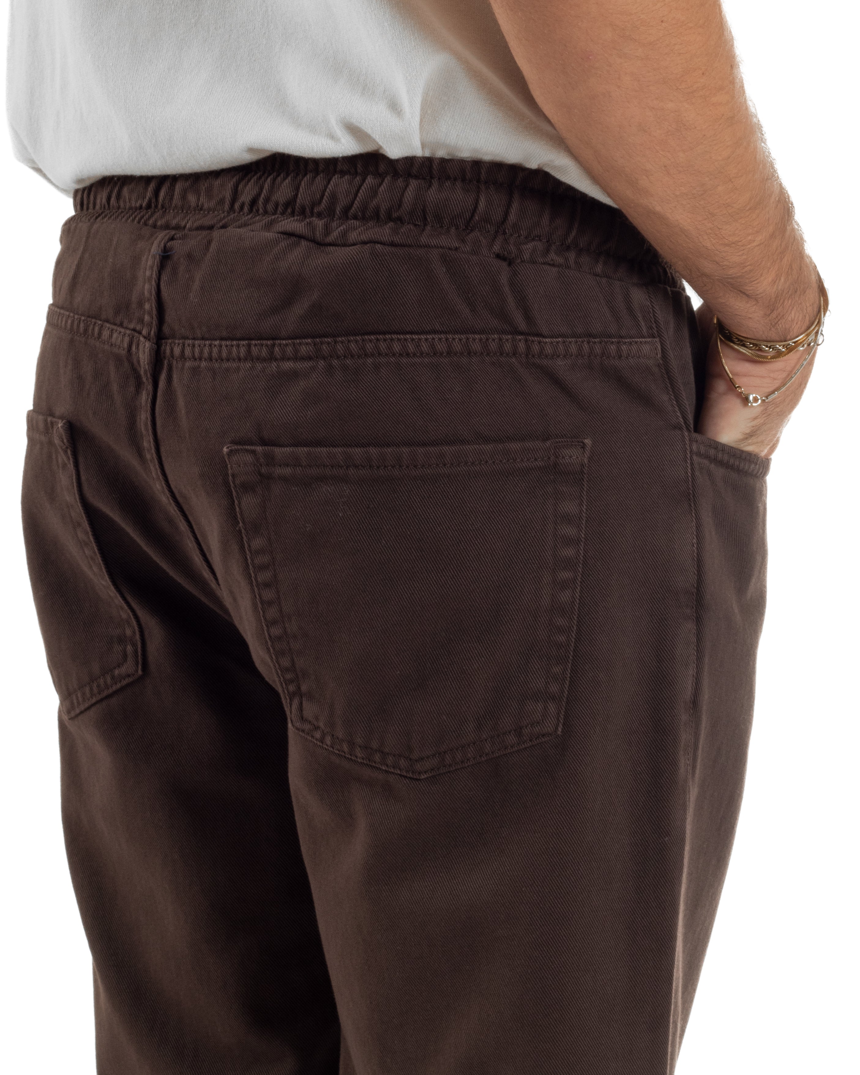 Jeans Jogger Cotone Loose Fit Basic Marrone JS1152A