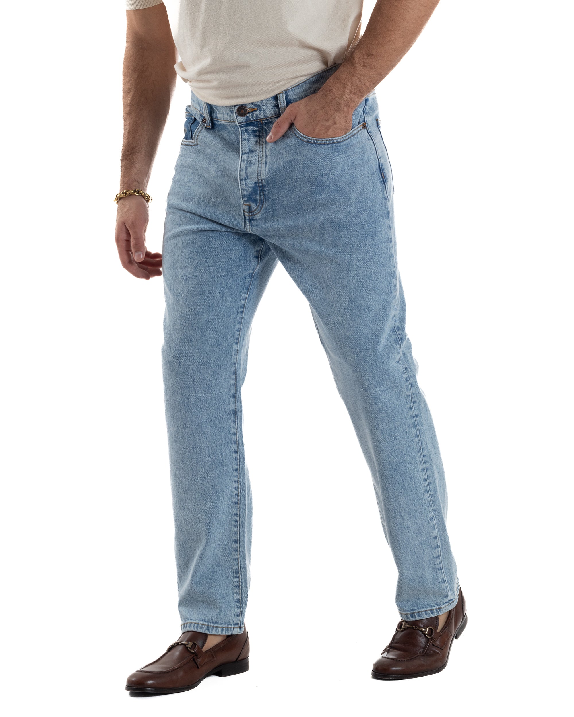 Jeans Uomo Pantaloni Regular Fit Basic Denim Chiaro Over-D OC1F2W5D21