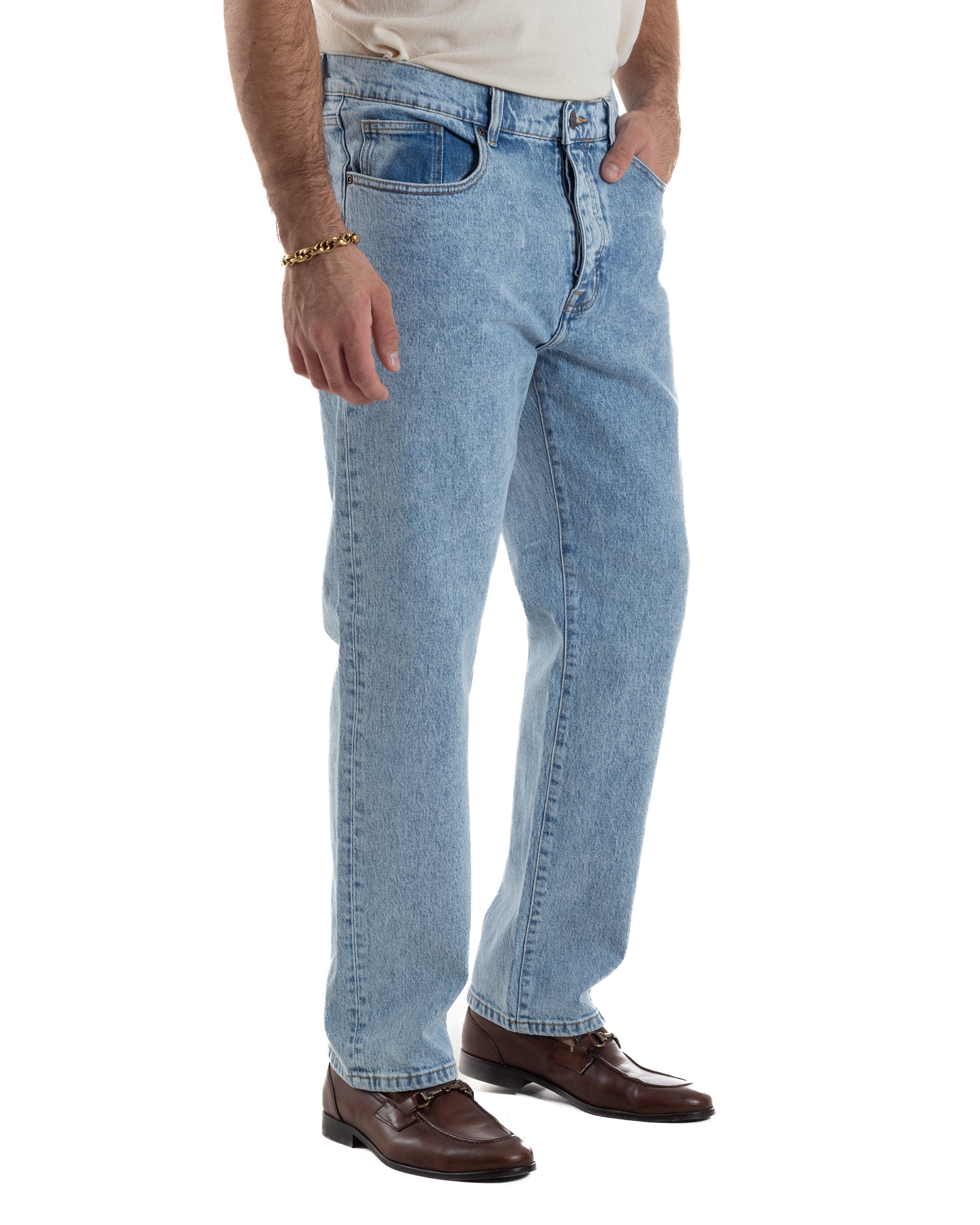 Jeans Uomo Pantaloni Regular Fit Basic Denim Chiaro Over-D OC1F2W5D21