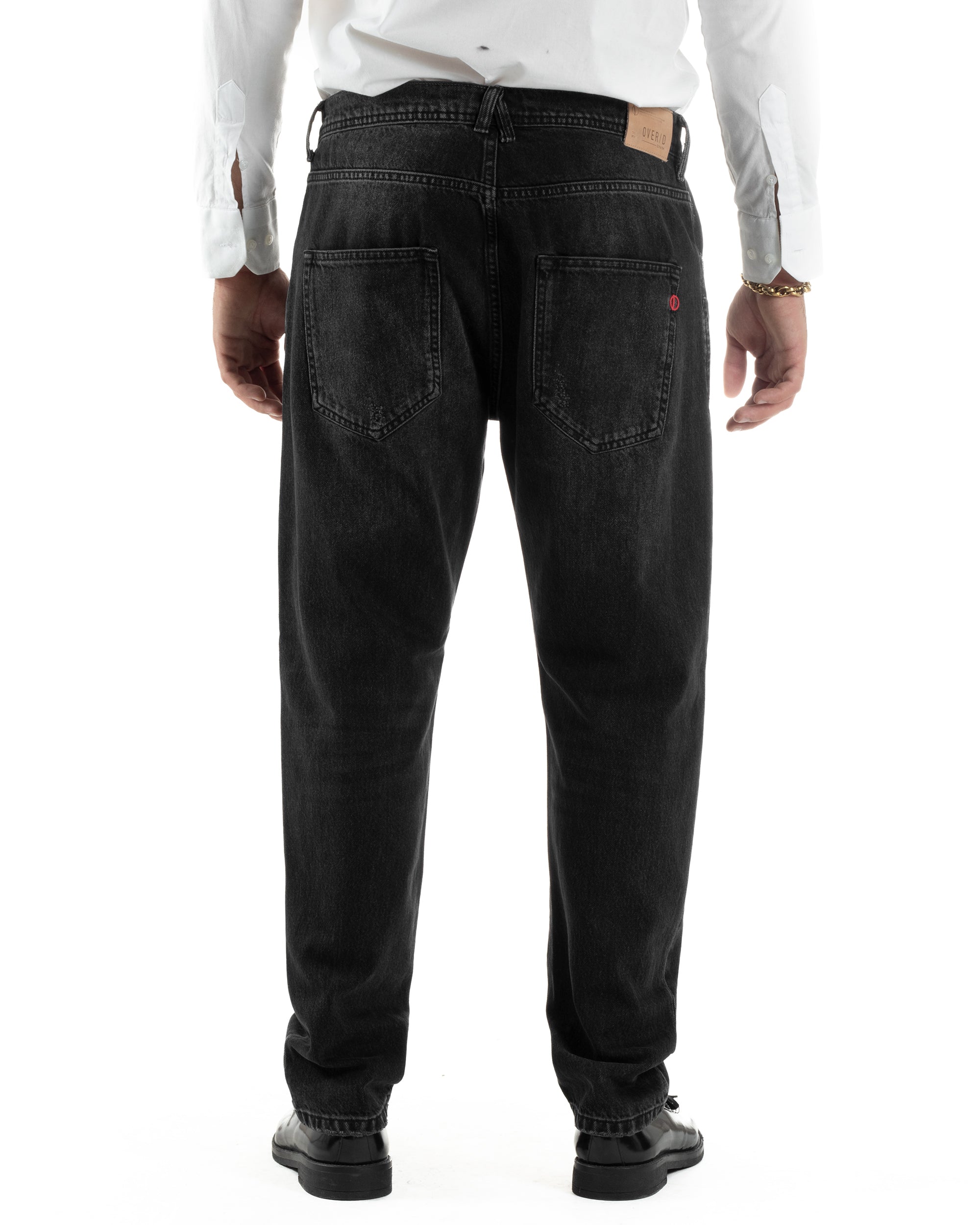 Jeans Uomo Pantaloni Slim Fit Basic Denim Scuro Nero Over-D OC1F2W5D05