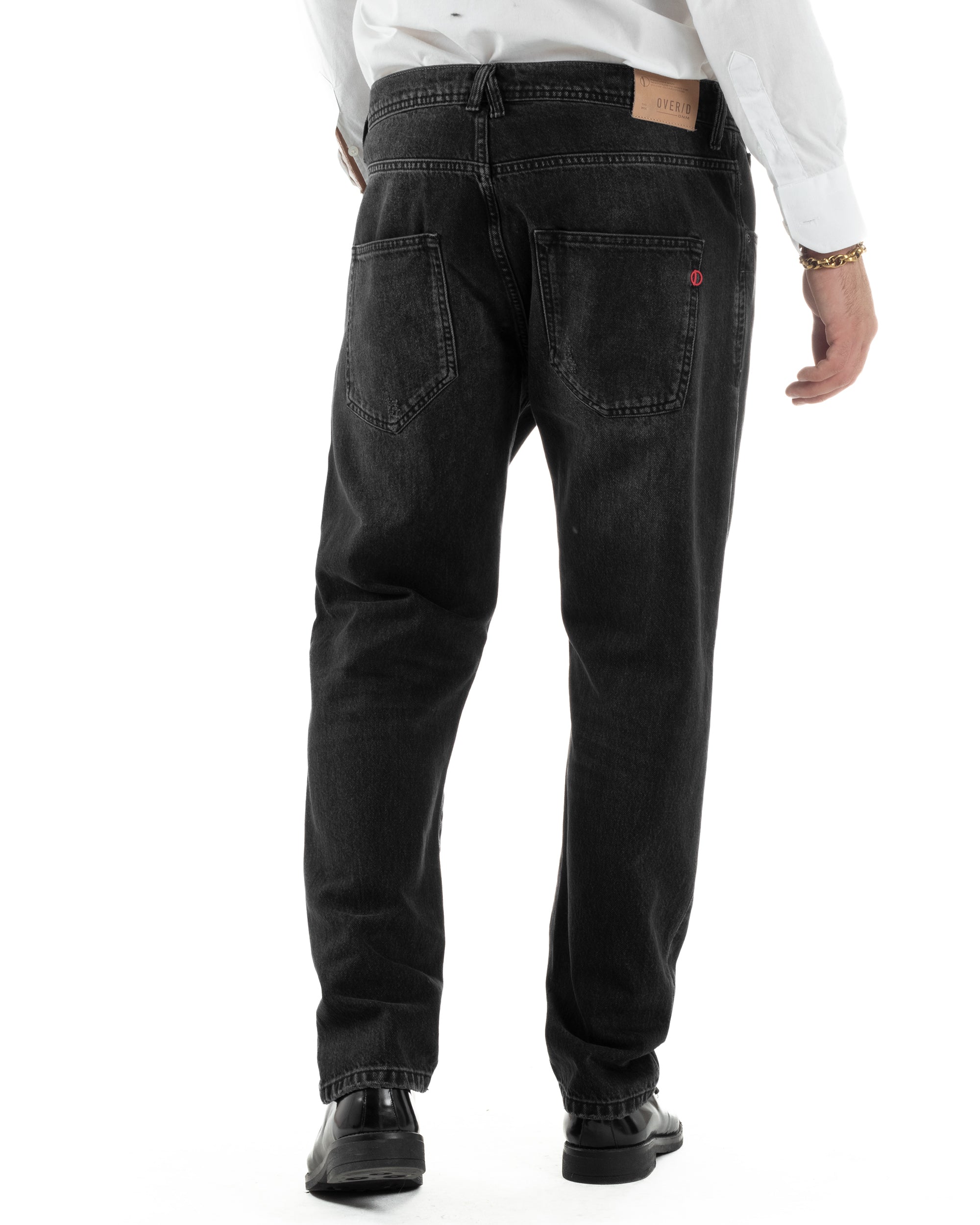 Jeans Uomo Pantaloni Slim Fit Basic Denim Scuro Nero Over-D OC1F2W5D05