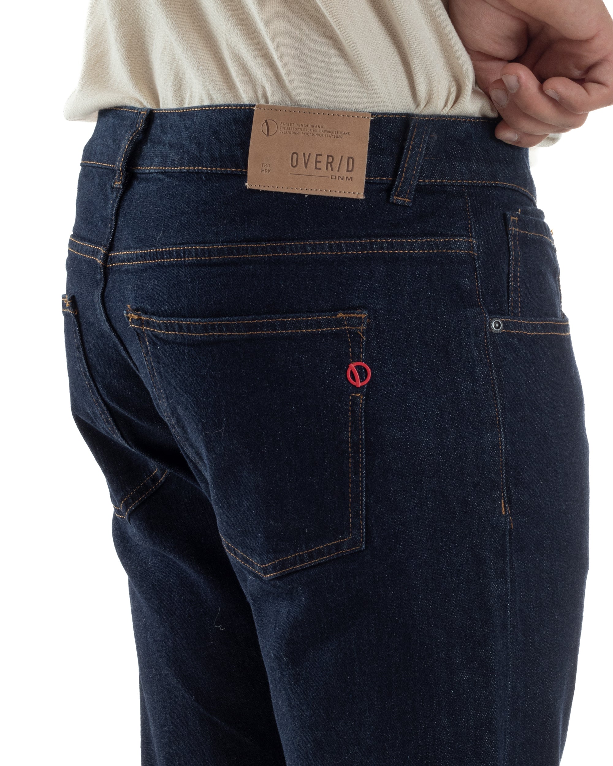 Jeans Uomo Pantaloni Regular Fit Basic Denim Scuro Blu Over-D OC1F2W5D10