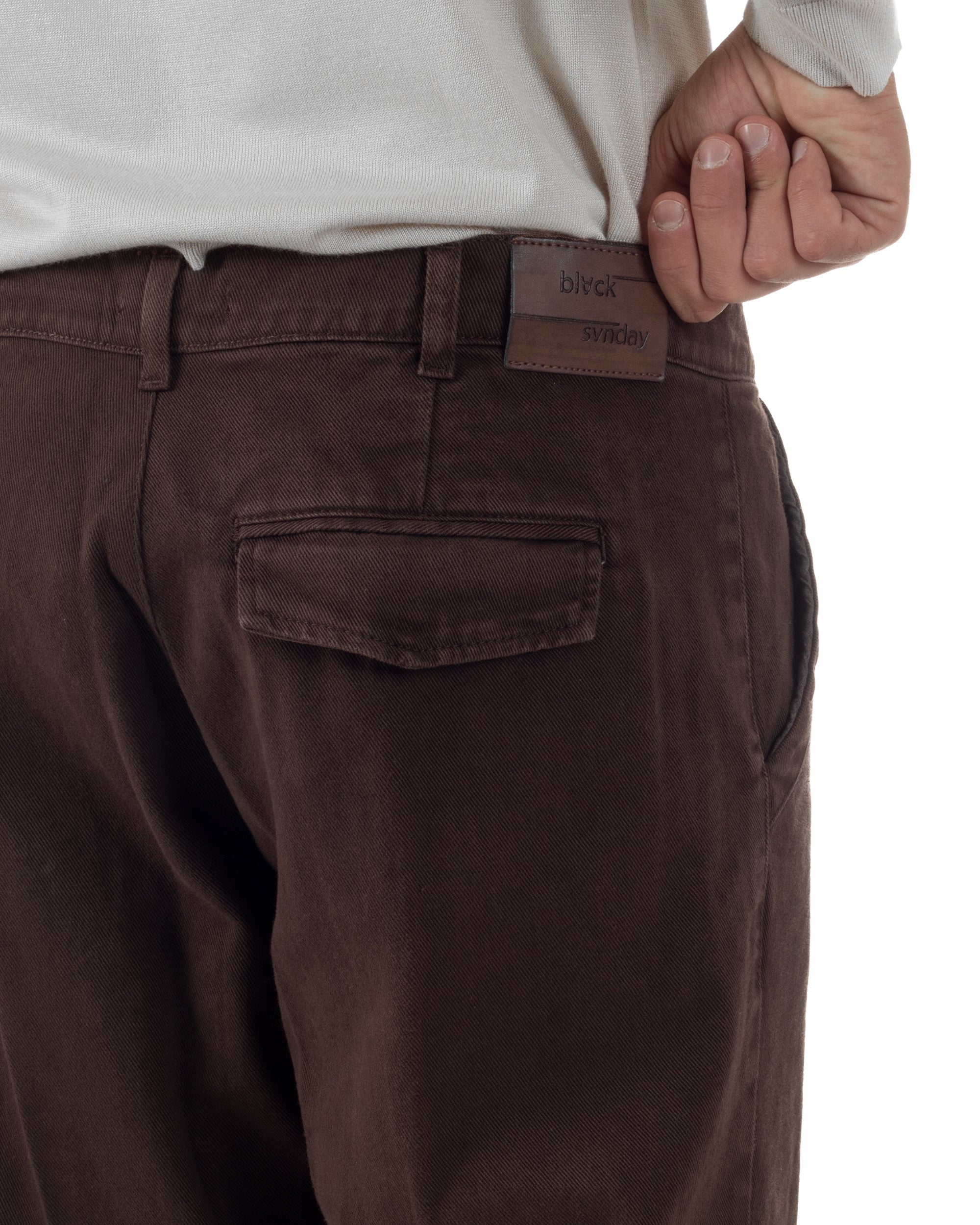 Pantaloni Uomo Cargo Loose Fit Jeans Tasconi Tasche America Marrone BlackSunday JS1168A