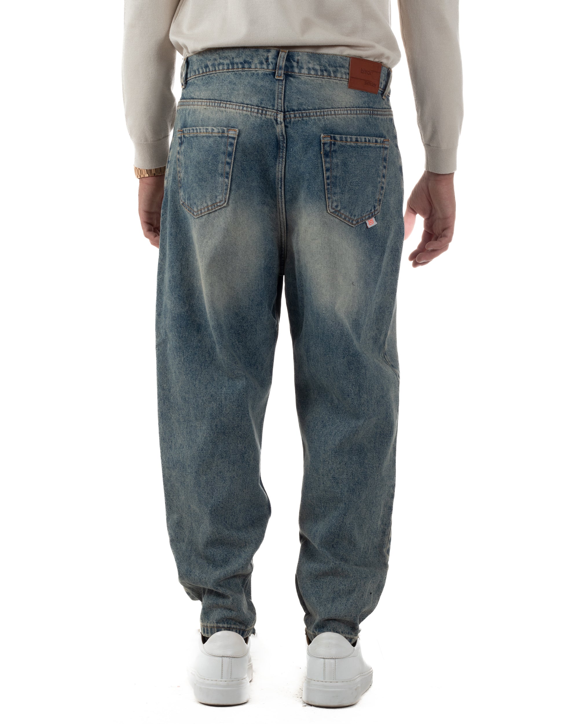Jeans Uomo Denim Sabbiato Balloon Baggy Fit BlackSunday JS1171A