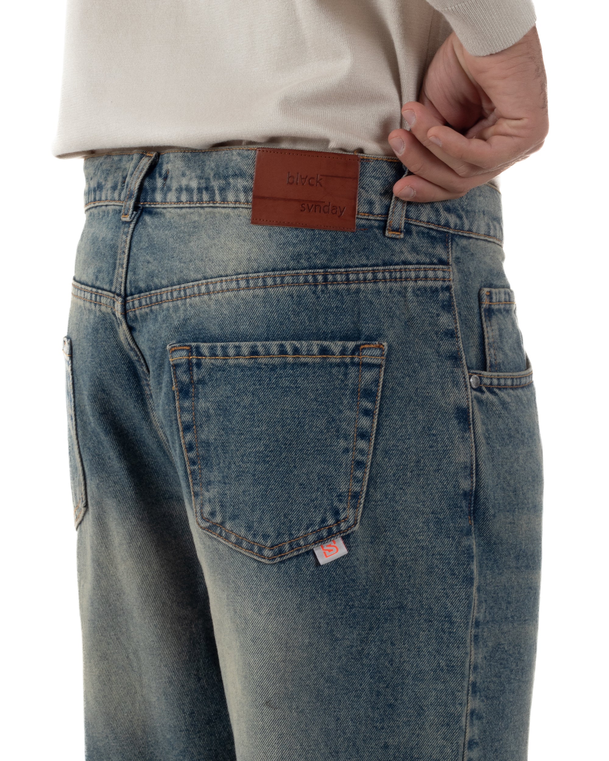 Jeans Uomo Denim Sabbiato Balloon Baggy Fit BlackSunday JS1171A