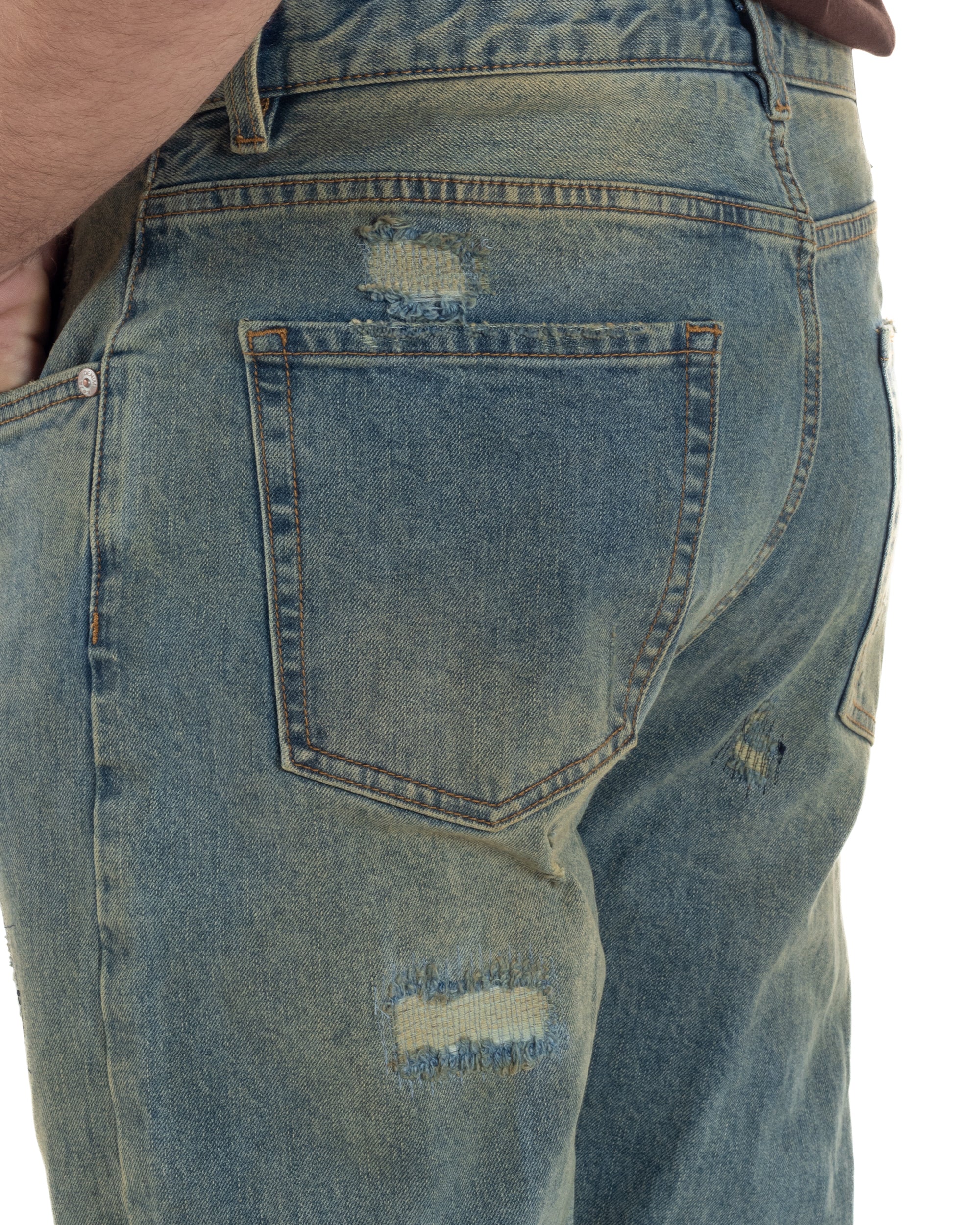 tasche america bandierina logo jeans denim uomo