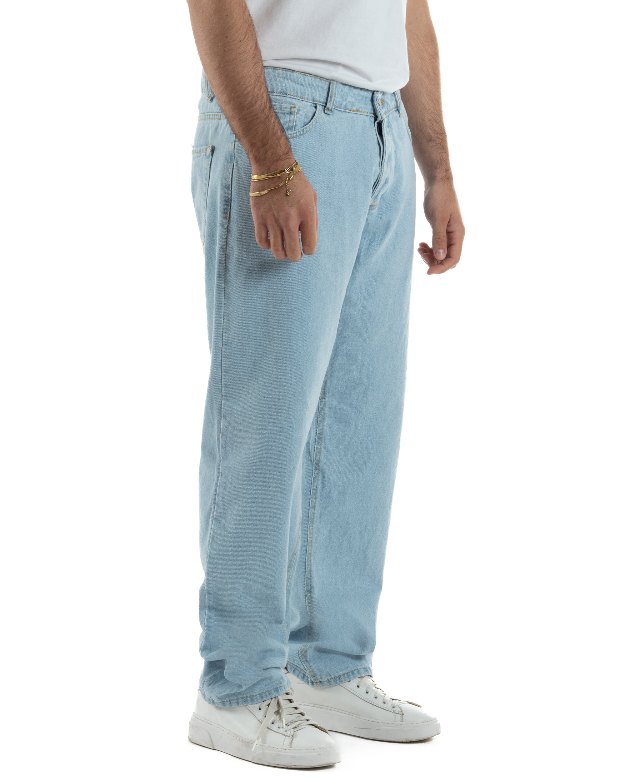 Jeans uomo cinque tasche baggy fit basic cotone denim chiaro GIOSAL-JS1187A
