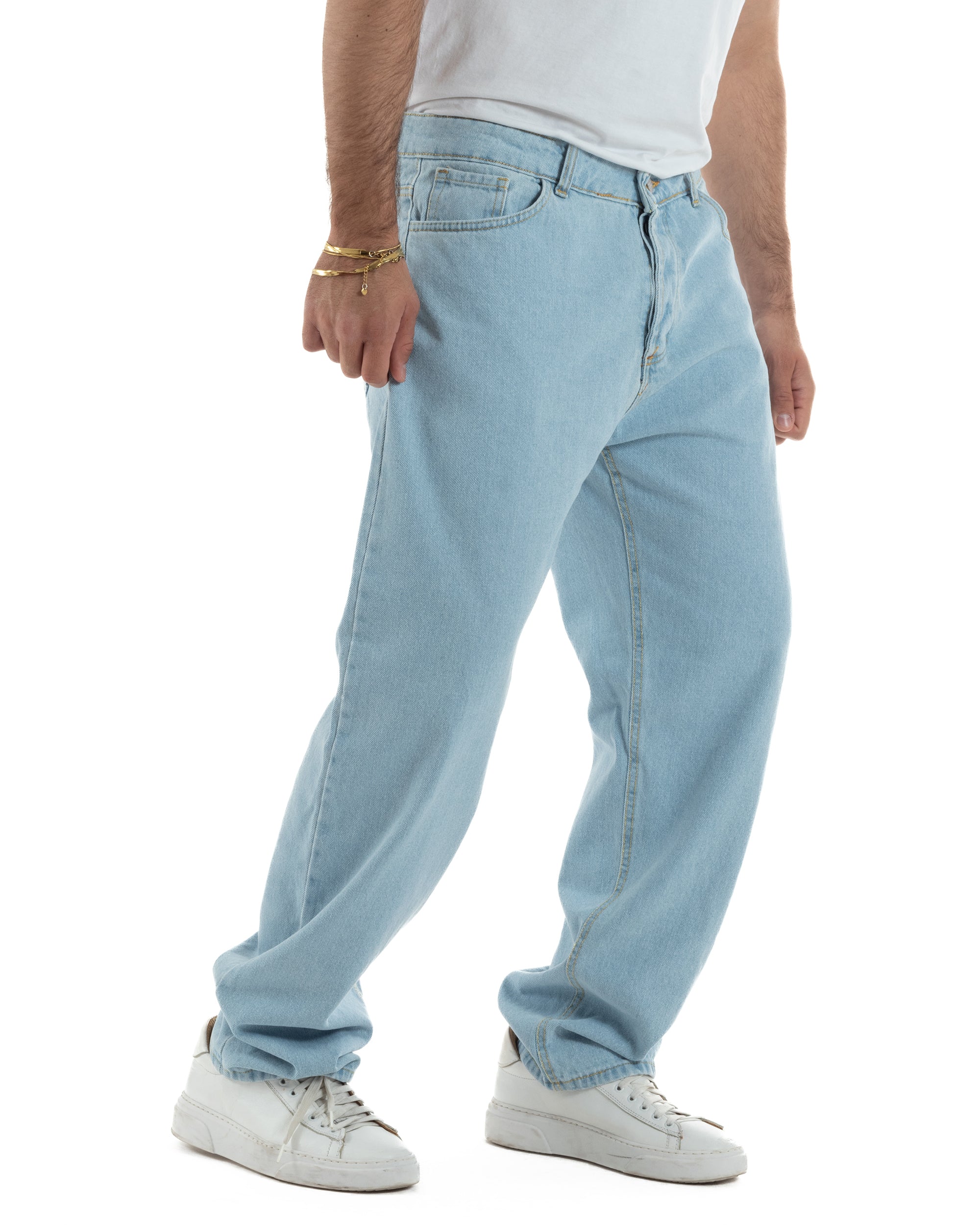 Jeans uomo cinque tasche baggy fit basic cotone denim chiaro GIOSAL-JS1187A