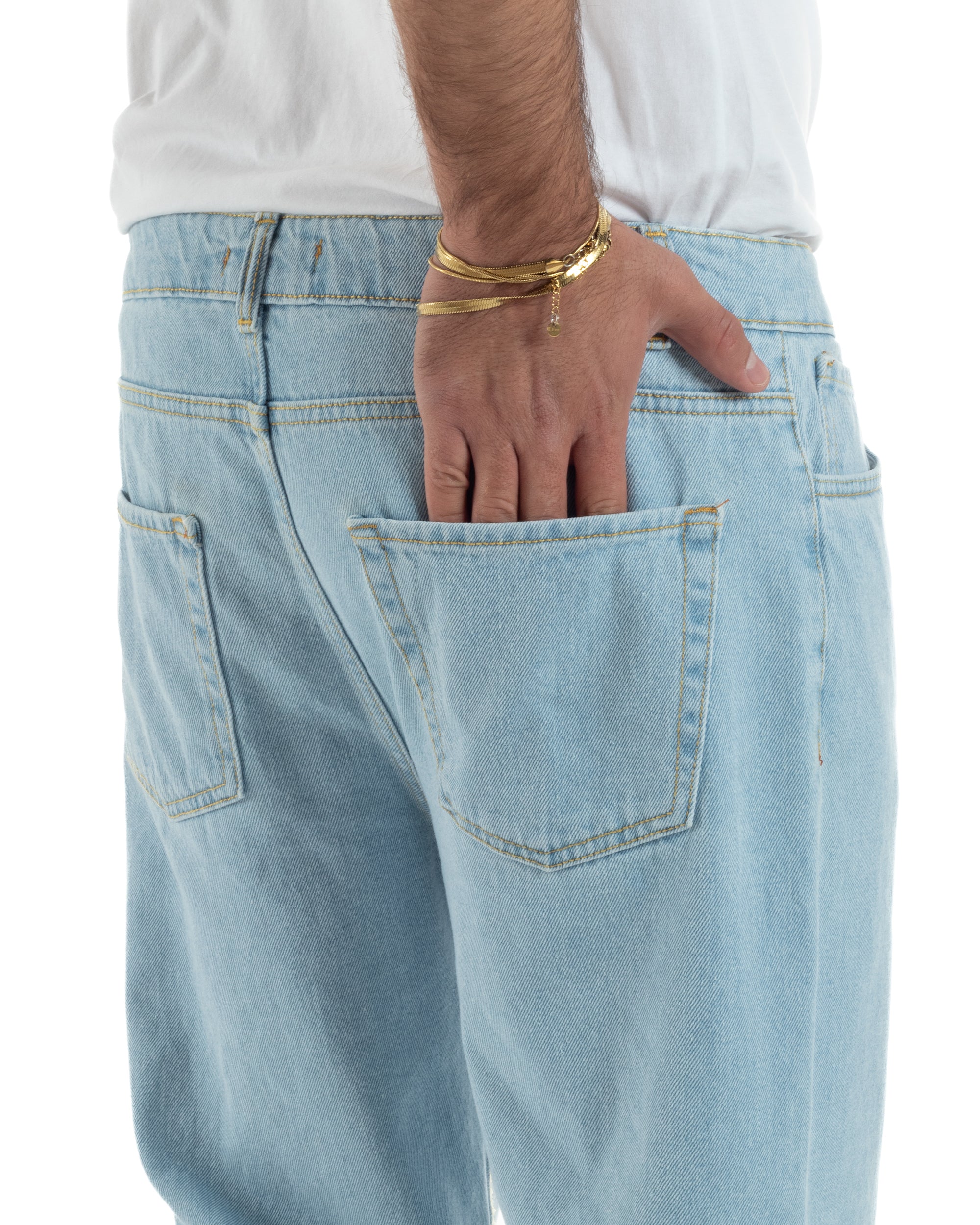 Jeans uomo cinque tasche baggy fit basic cotone denim chiaro GIOSAL-JS1187A
