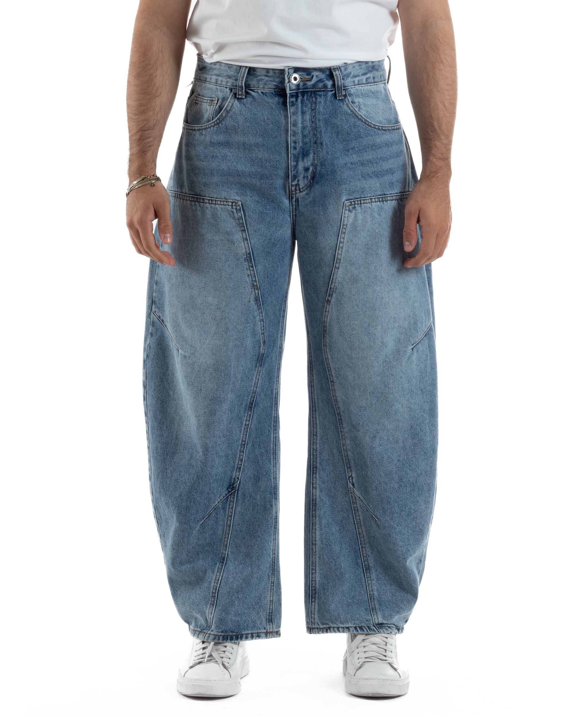 Jeans uomo balloon fit street baggy basic denim medio GIOSAL-JS1193A