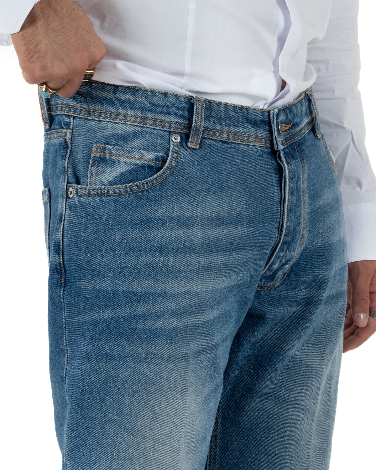 Jeans uomo stone washed cinque tasche denim GIOSAL-JS1205A