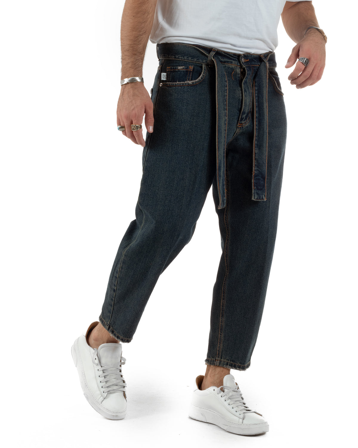 Jeans uomo carrot fit basic cintura denim sabbiato BlackSunday JS1216A
