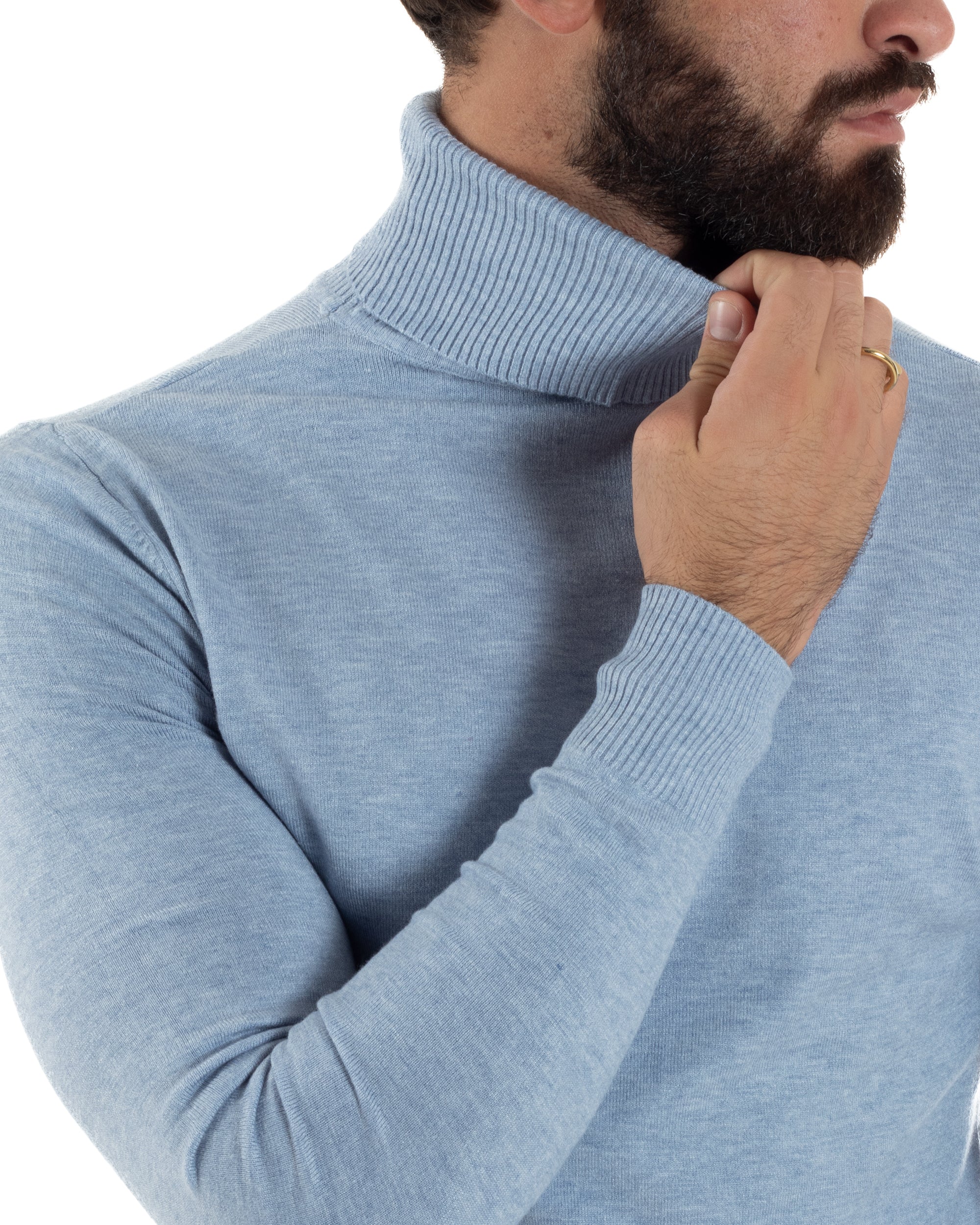 Maglioncino Uomo Collo Alto Maglia Rasata Dolcevita Basic Polvere M2535A