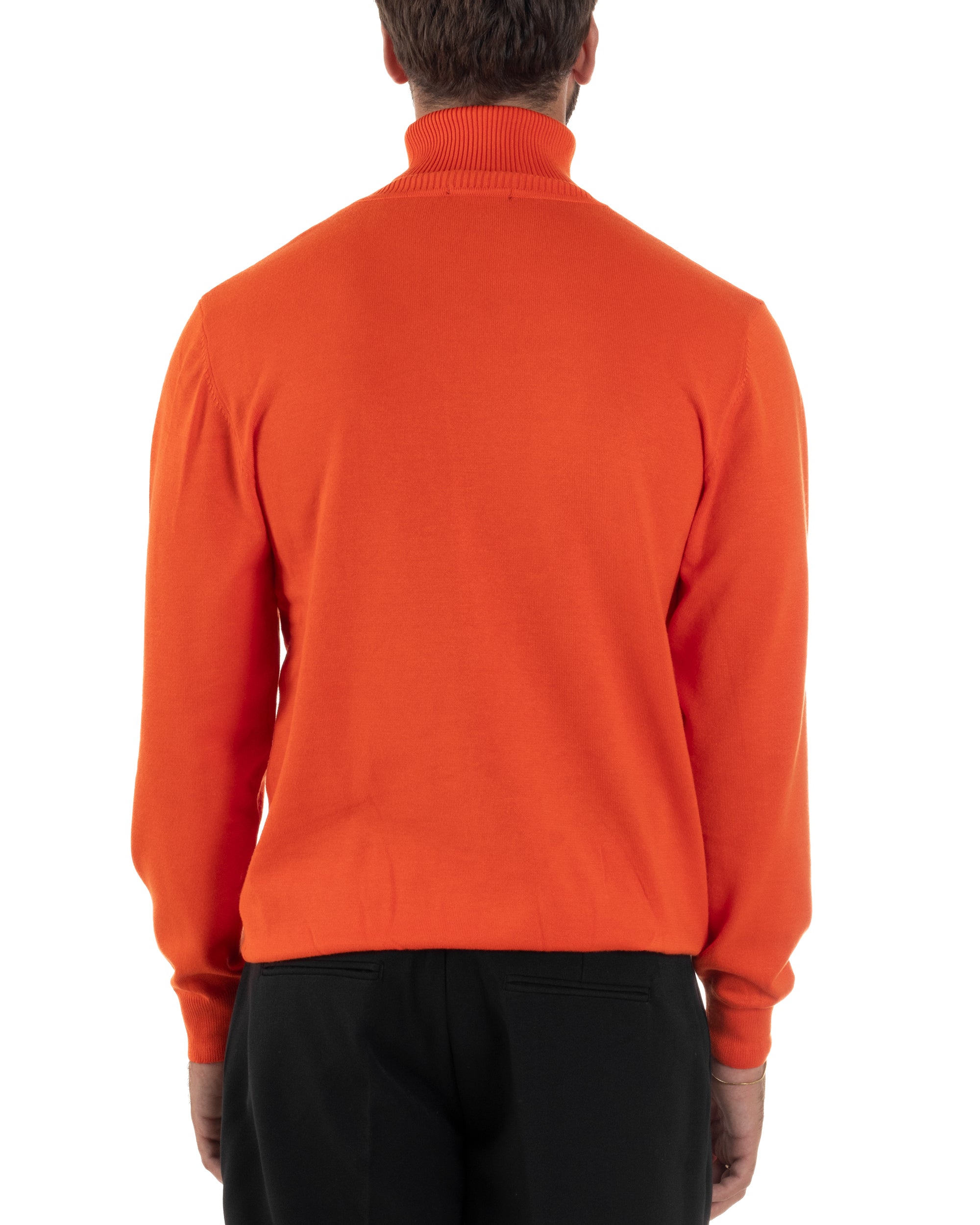 Maglioncino Uomo Collo Alto Maglia Rasata Dolcevita Basic Arancione M2549A