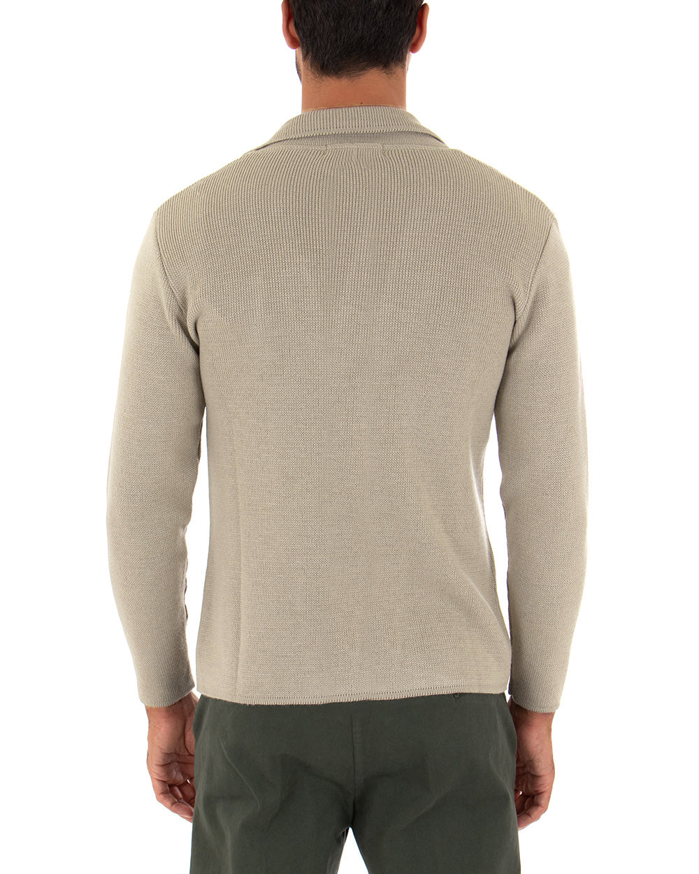 Cardigan uomo giacca con bottoni maglia cotone casual beige GIOSAL-M2667A