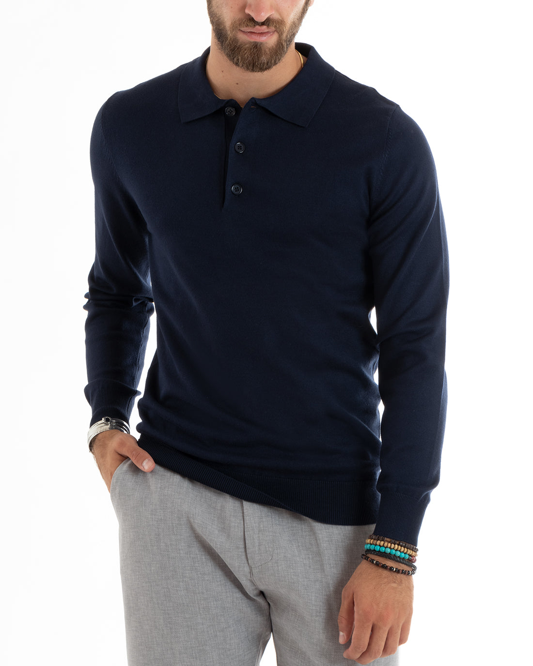 Shirt Maglione Blu E Camicia Maglioncino Uomo Casual Maglia Con