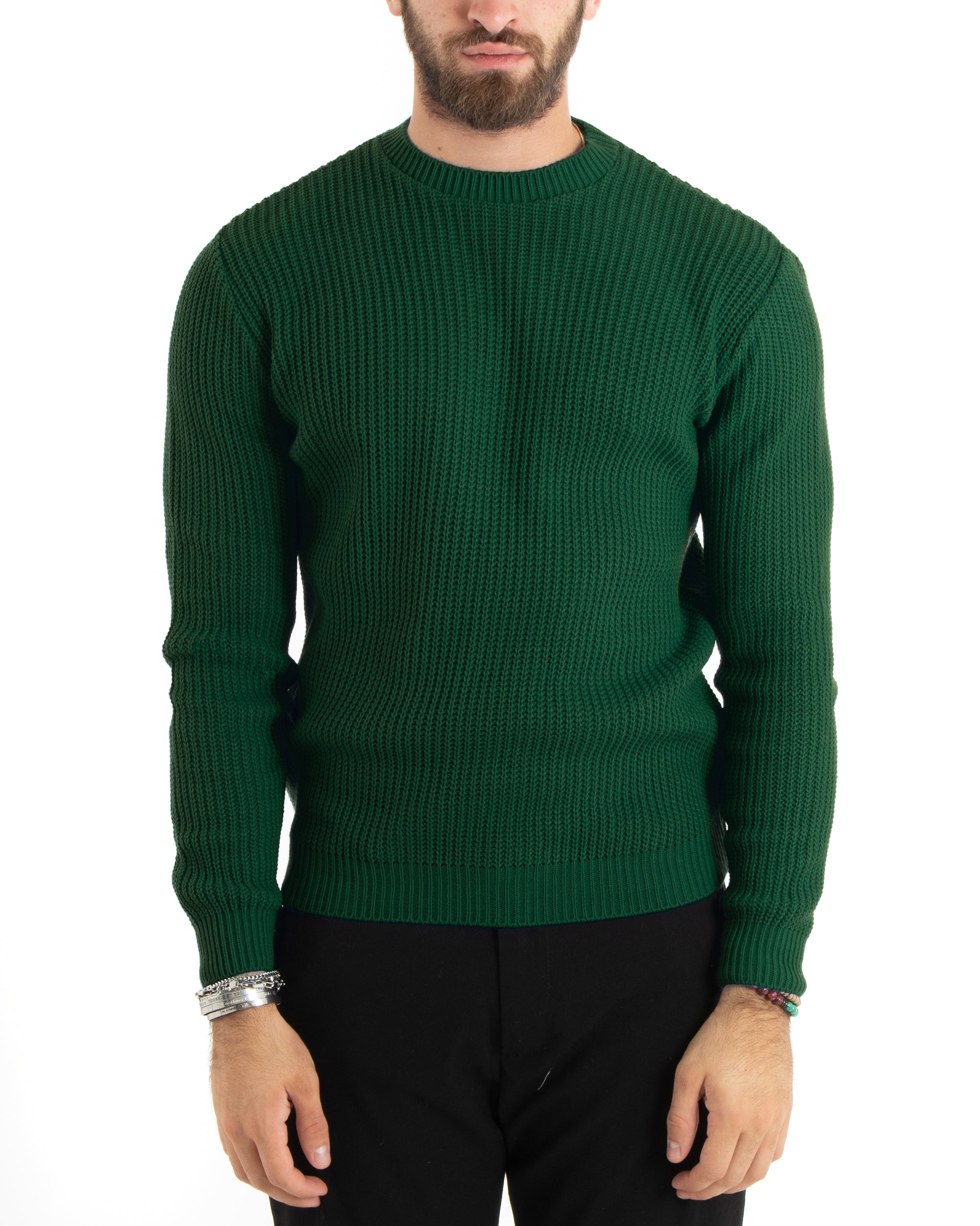 Sweater Abbinamento Maglione Verde Uomo Maglioncino Uomo Girocollo