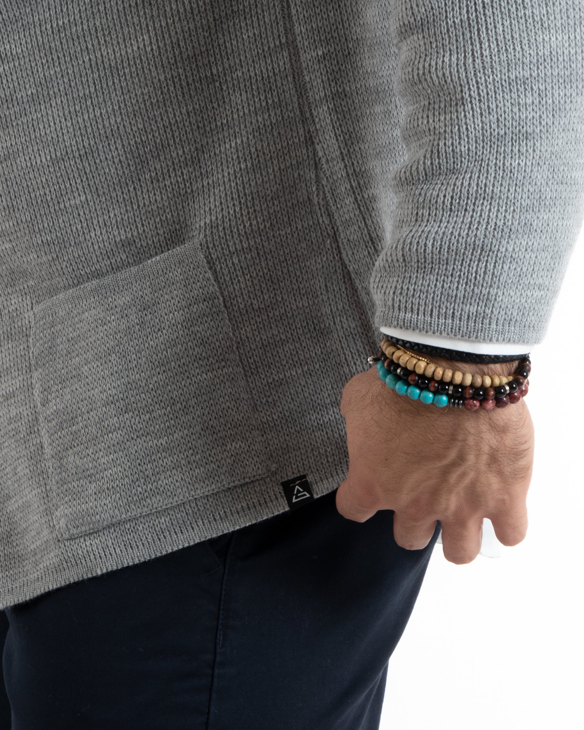 Cardigan Uomo Giacca Con Bottoni Maglia Casual Grigio M2765A