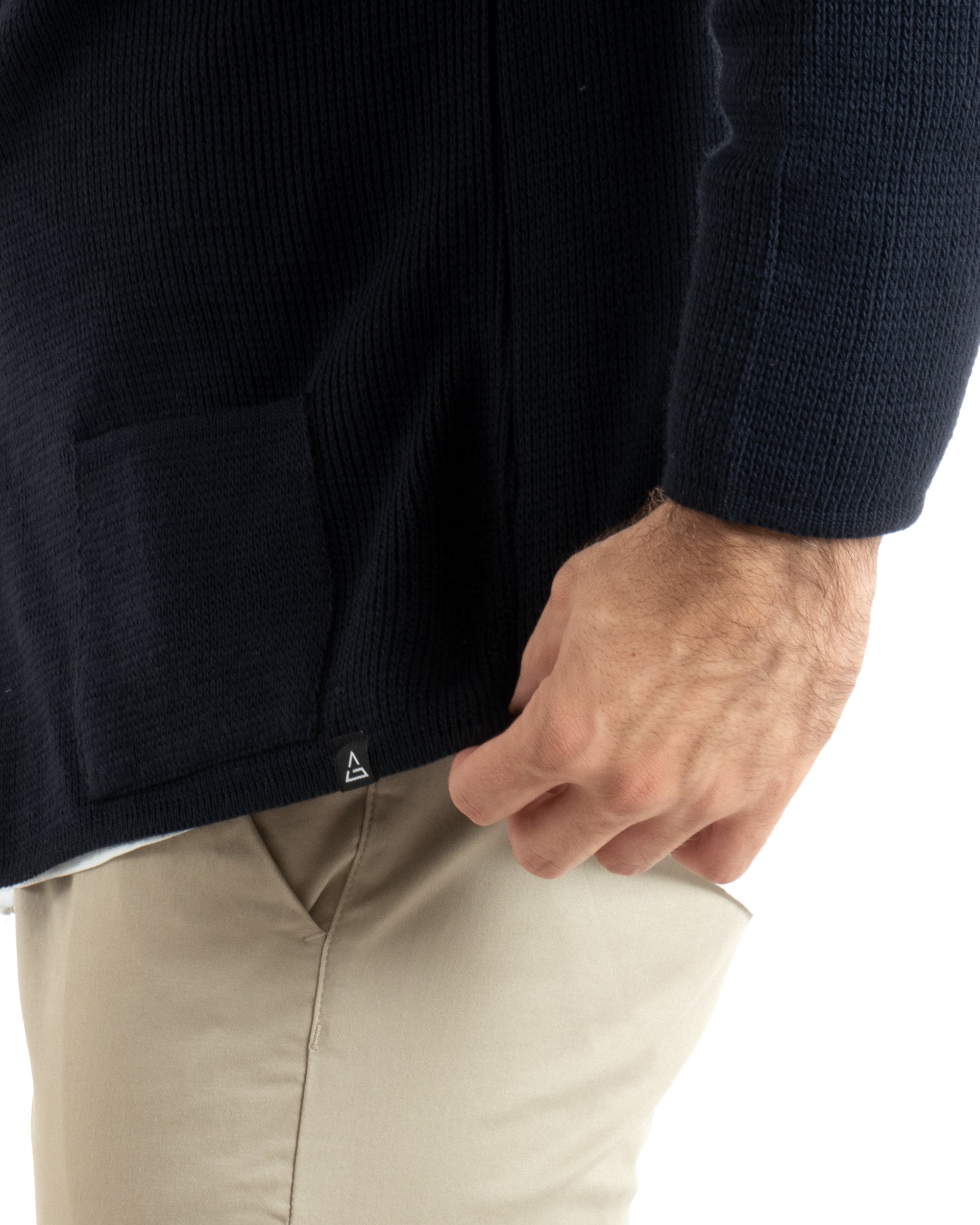 Cardigan Uomo Giacca Con Bottoni Maglia Casual Blu M2767A