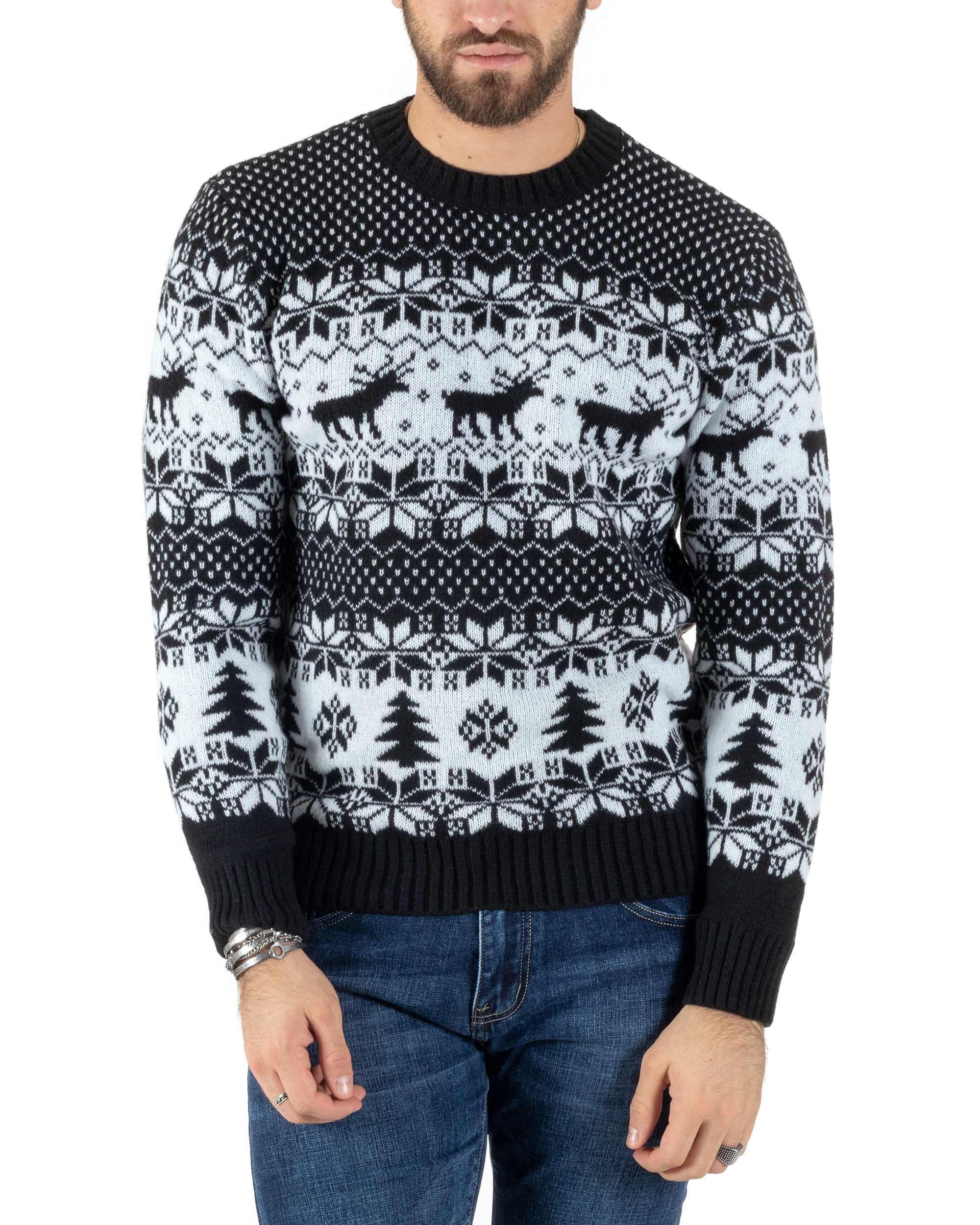 Maglione Uomo Natalizio Girocollo Maglia Calda Fantasia Casual Pullove