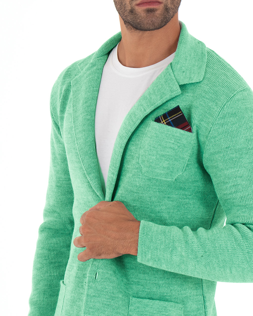 Cardigan Uomo Giacca Con Bottoni Maglia Maglioncino Tinta Unita Verde Acqua Casual GIOSAL-M2823A