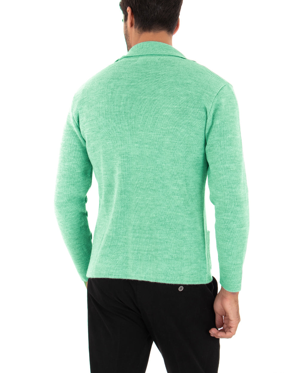 Cardigan uomo giacca con bottoni maglia cotone casual verde acqua GIOSAL-M2823A