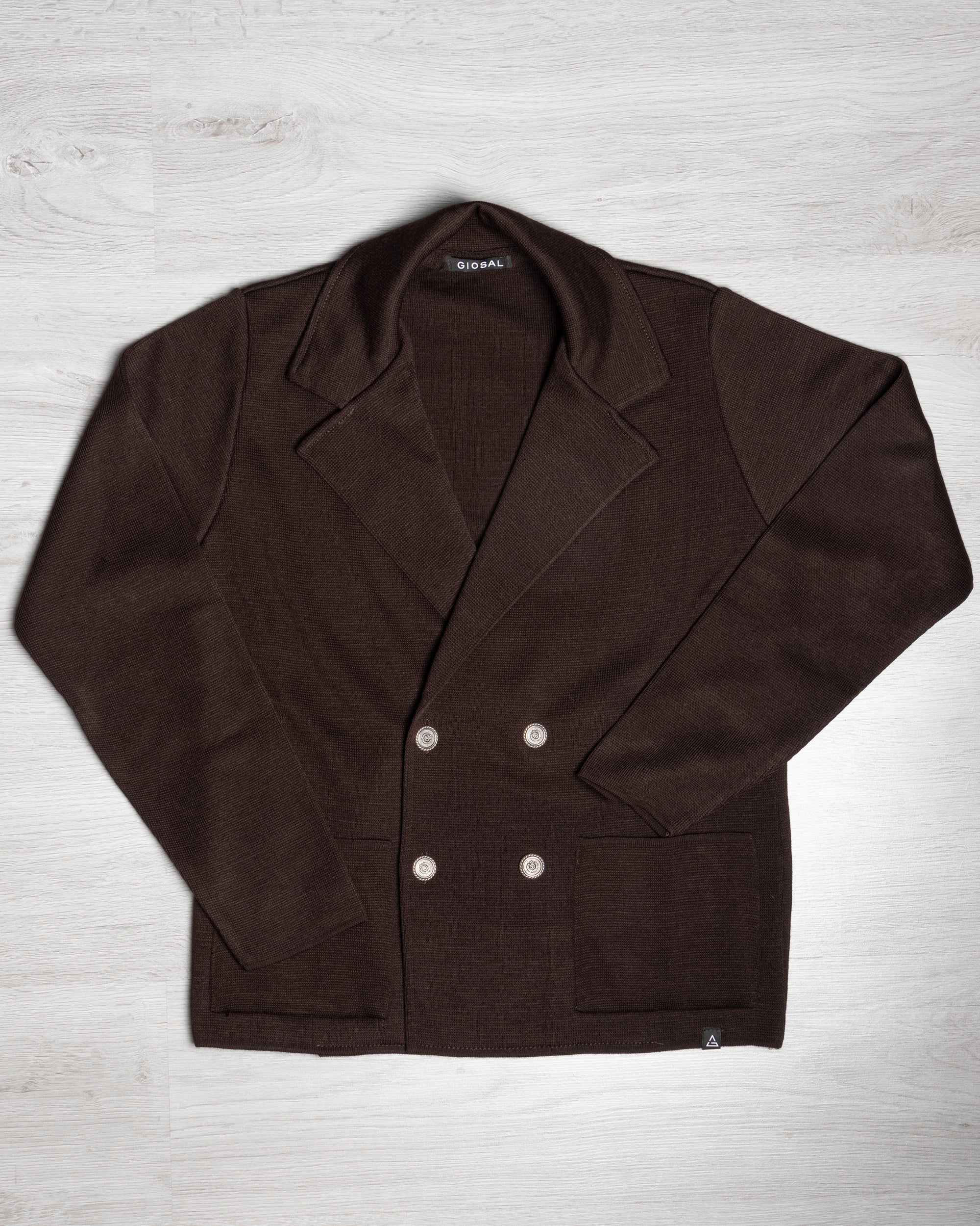 Cardigan Uomo Doppiopetto Giacca Con Bottoni Metallo Maglia Links Marrone M2896A