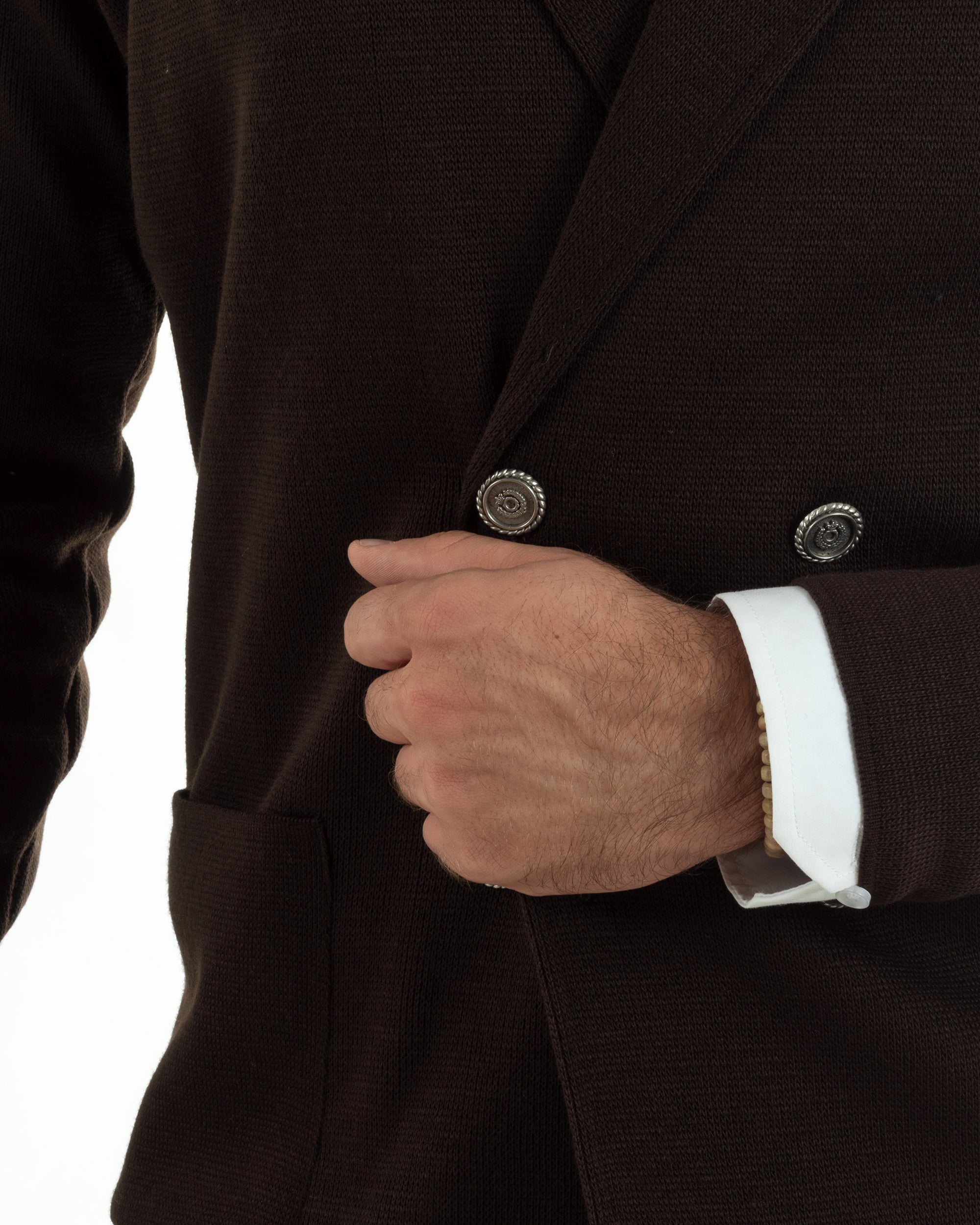 Cardigan uomo doppiopetto giacca bottoni metallo maglia links marrone GIOSAL-M2896A