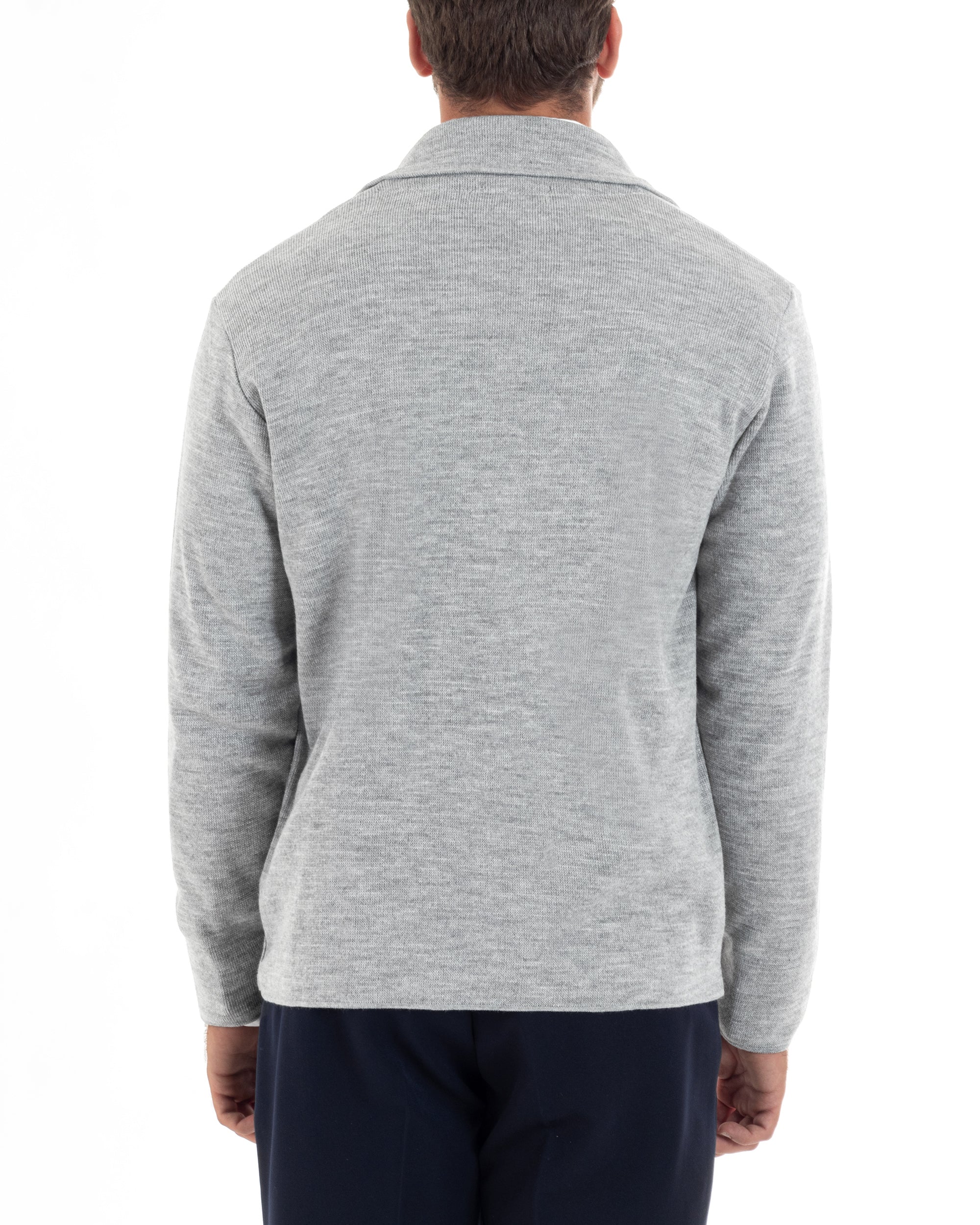 Cardigan Uomo Doppiopetto Giacca Con Bottoni In Metallo Maglia Lavorata Links Maglioncino Cotone Casual Grigio GIOSAL-M2986A