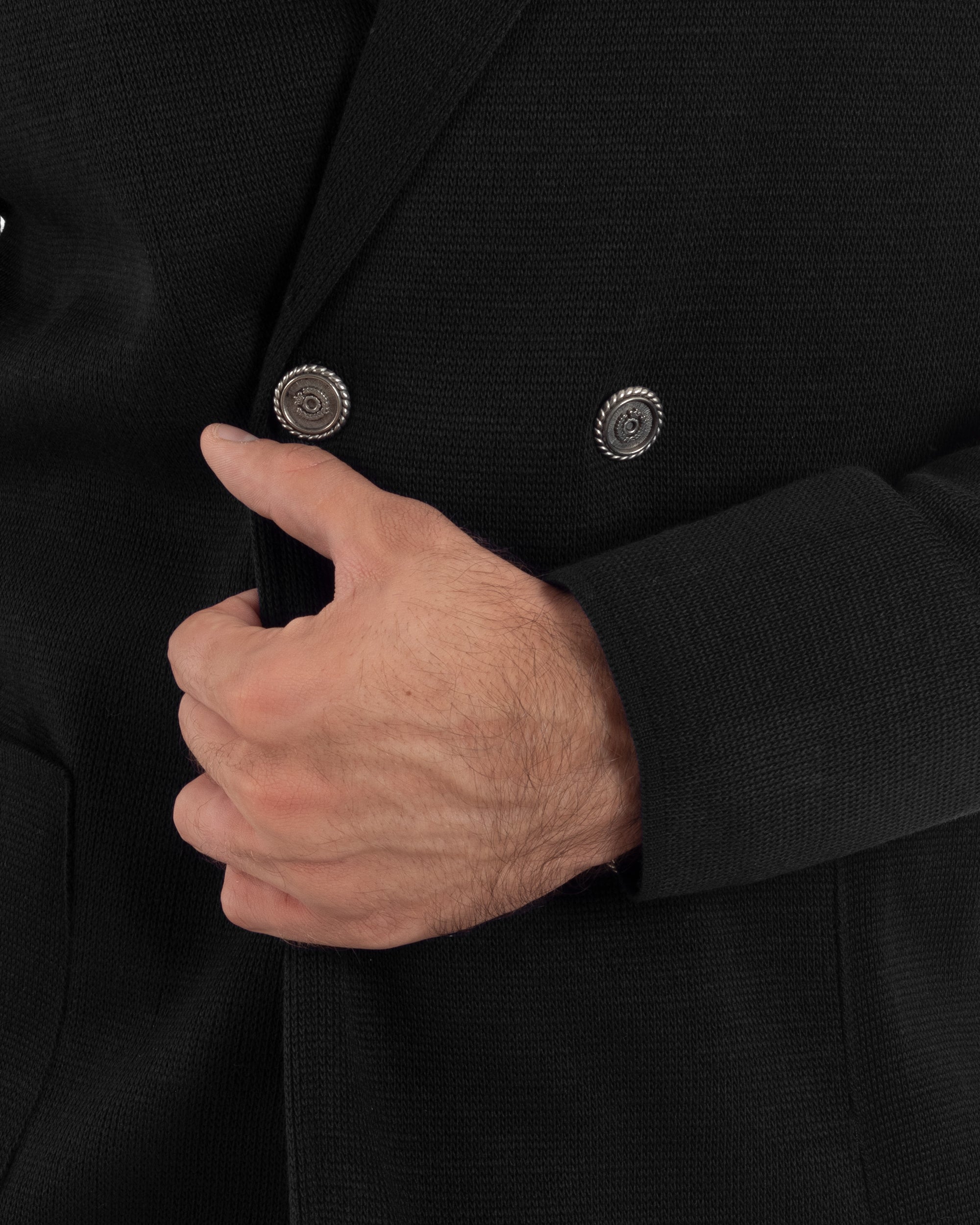 Men's Cardigan Double Breasted Jacket With Metal Buttons Knitted Links Casual Sweater Blue GIOSAL-M2892A