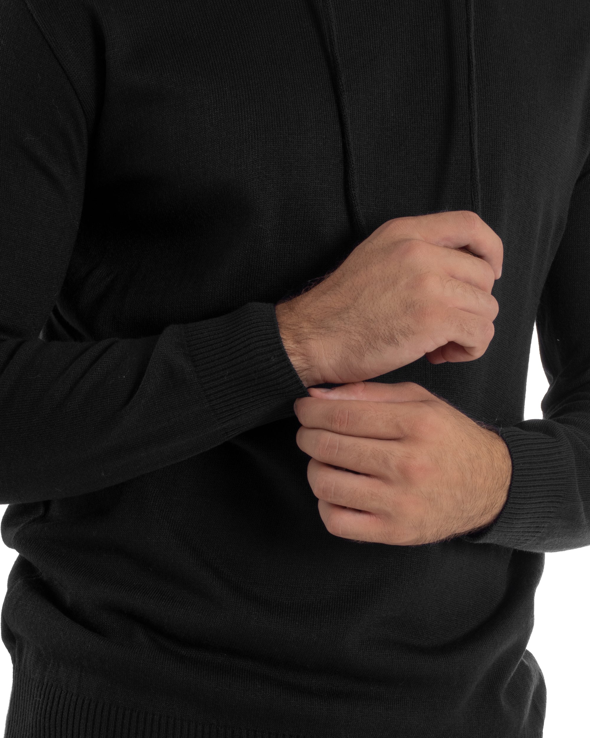 Maglioncino Uomo Maglia Con Cappuccio Felpa Basic Nero Over-D OE1F2W5M42