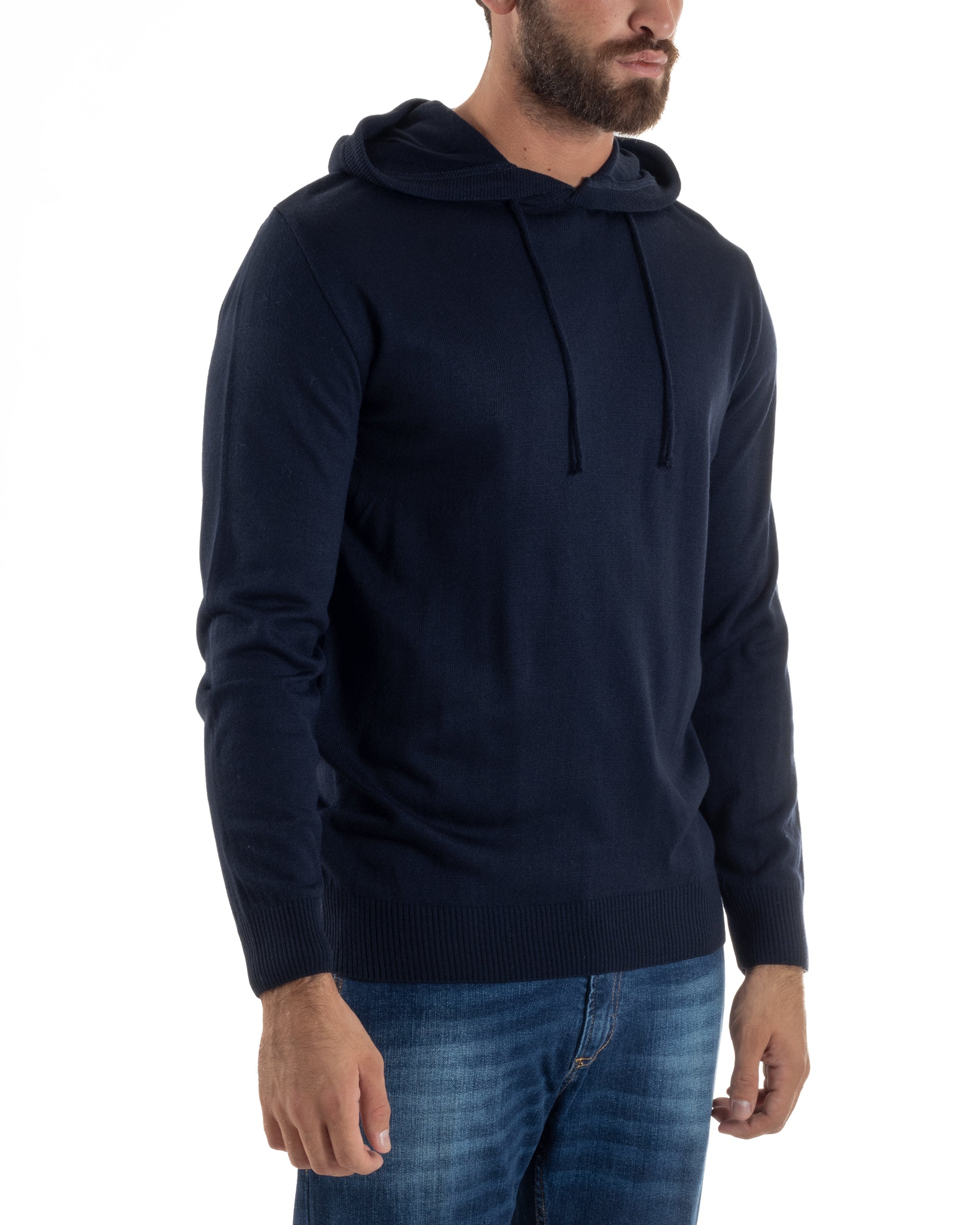 Maglioncino Uomo Maglia Con Cappuccio Felpa Basic Blu Over-D OE1F2W5M42
