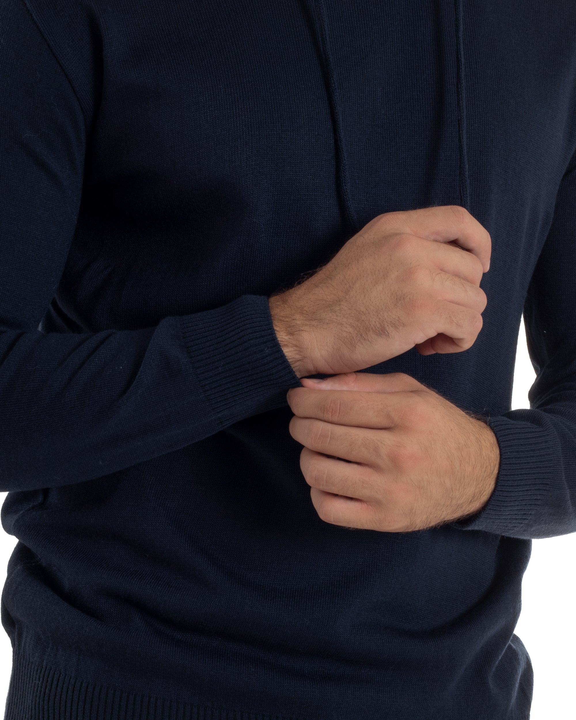 Maglioncino Uomo Maglia Con Cappuccio Felpa Basic Blu Over-D OE1F2W5M42