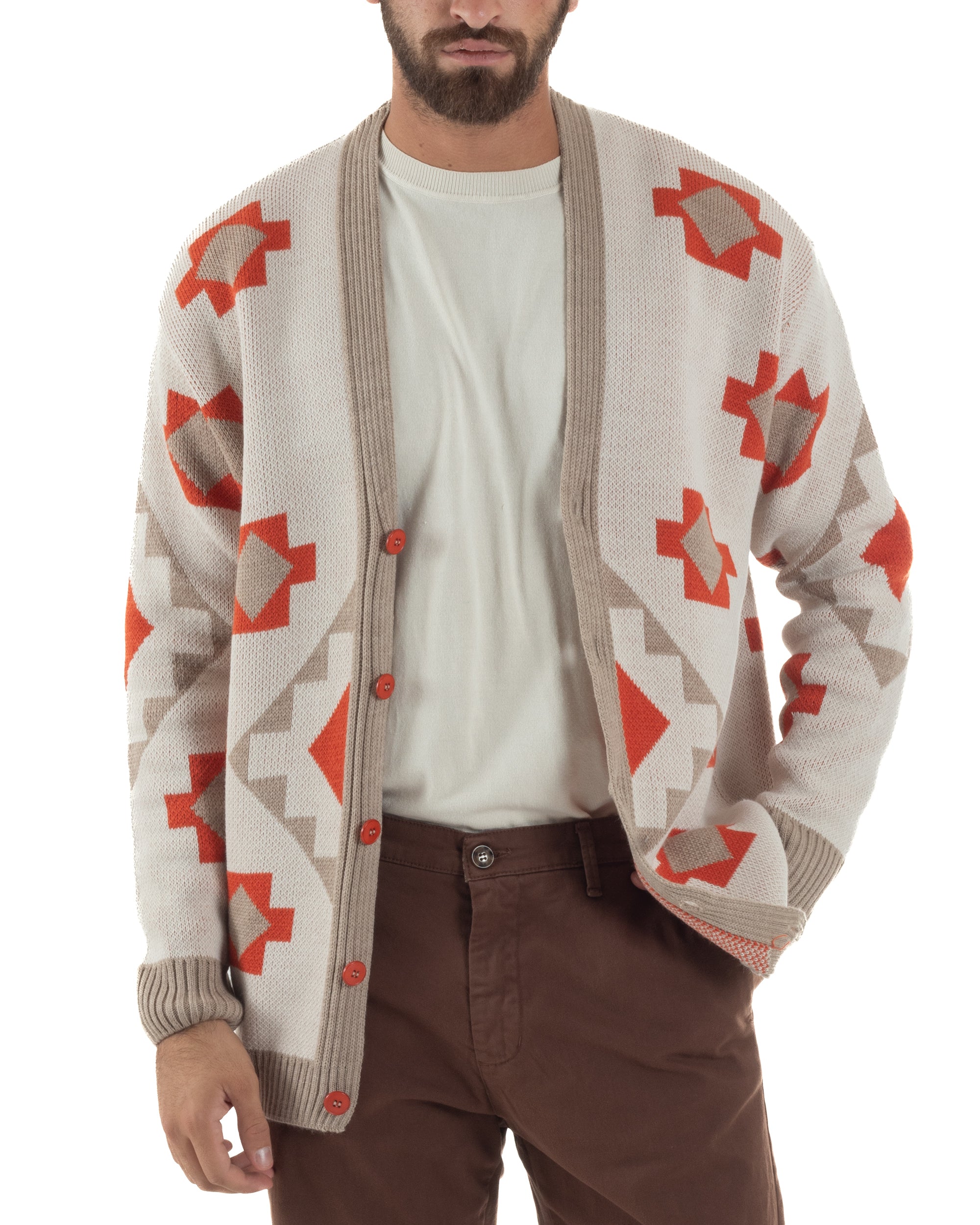 Cardigan Uomo Oversize Fantasia Azteca BlackSunday M2995A