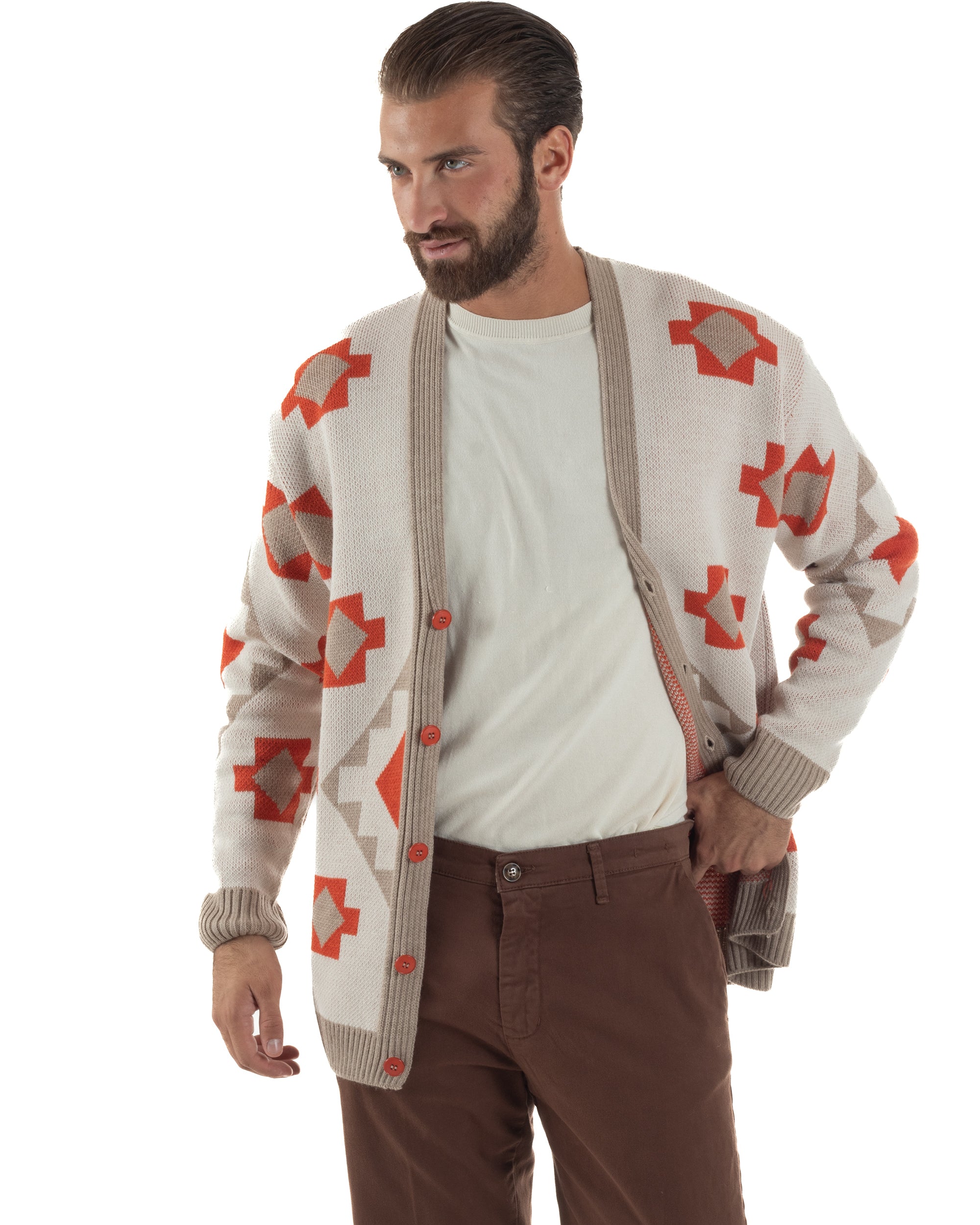 Cardigan Uomo Oversize Fantasia Azteca BlackSunday M2995A