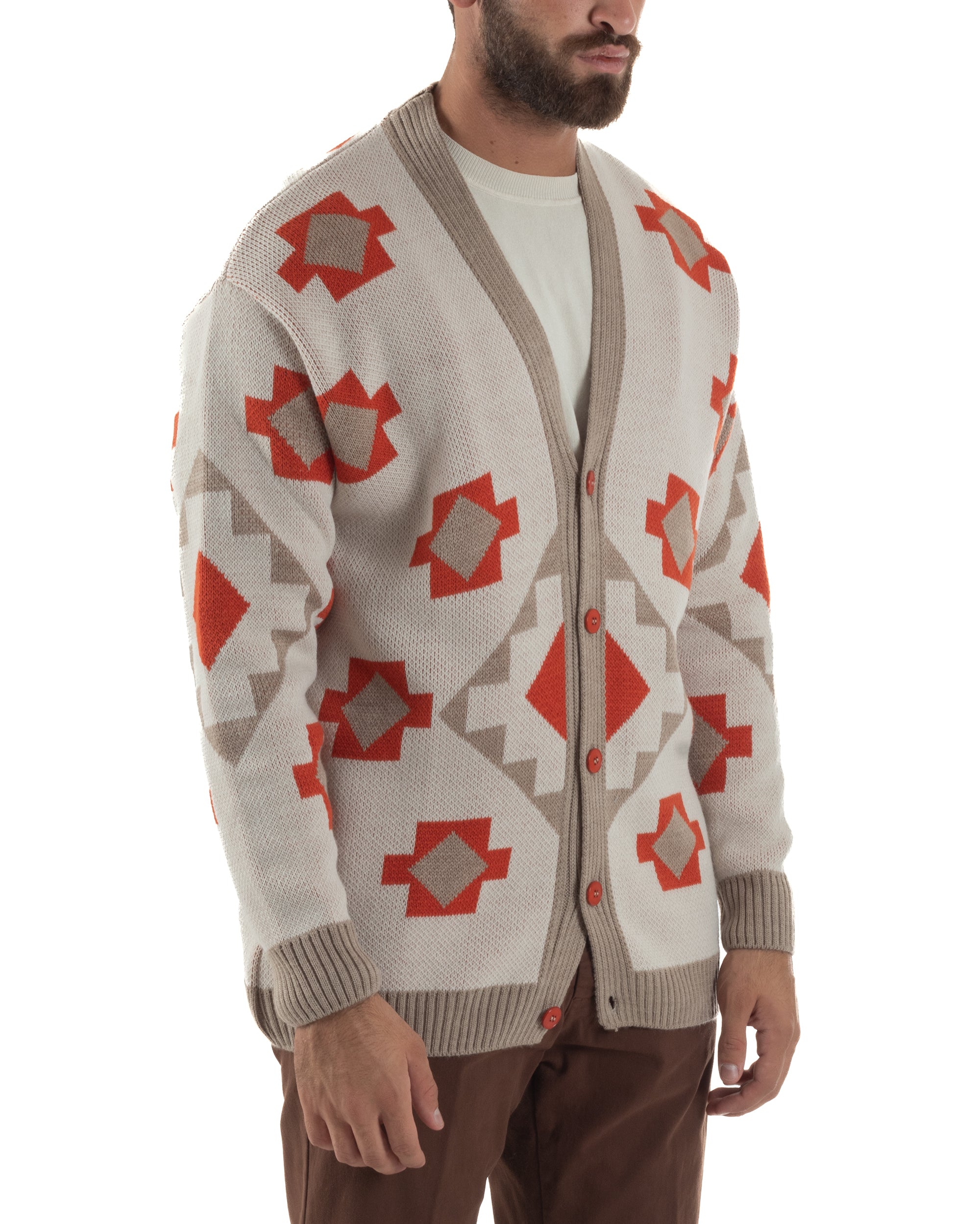 Cardigan Uomo Oversize Fantasia Azteca BlackSunday M2995A