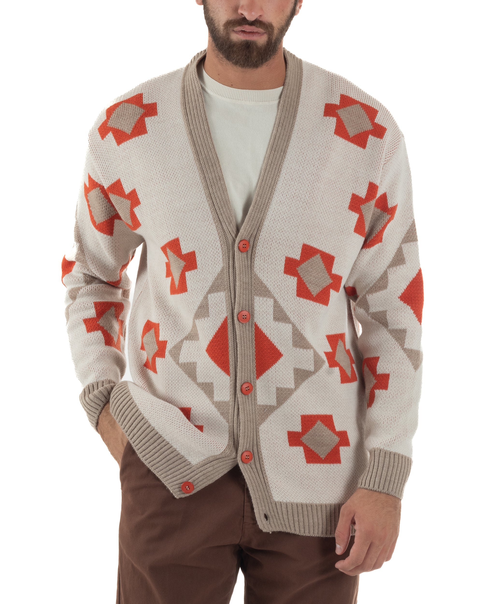 Cardigan Uomo Oversize Fantasia Azteca BlackSunday M2995A