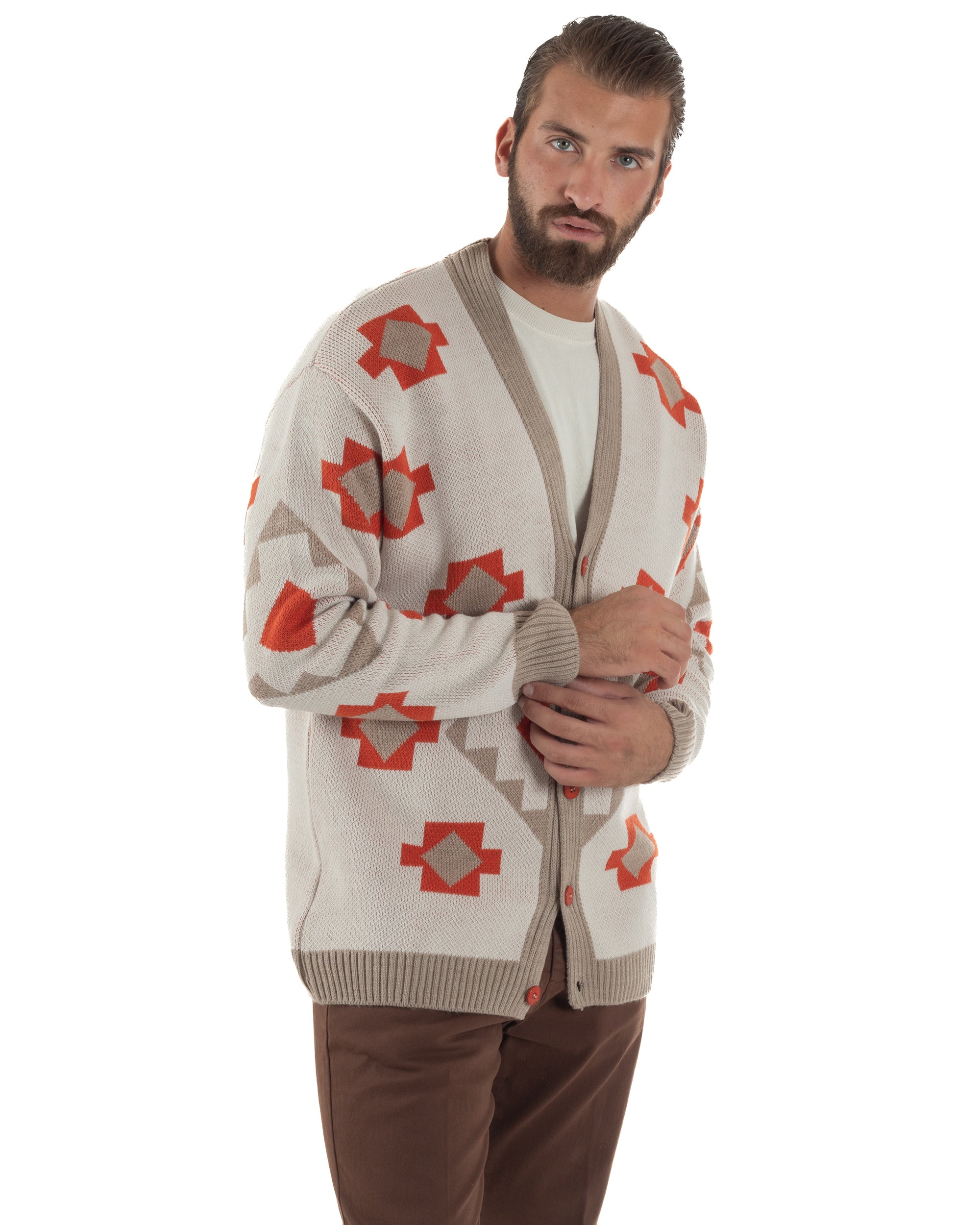 Cardigan Uomo Oversize Fantasia Azteca BlackSunday M2995A