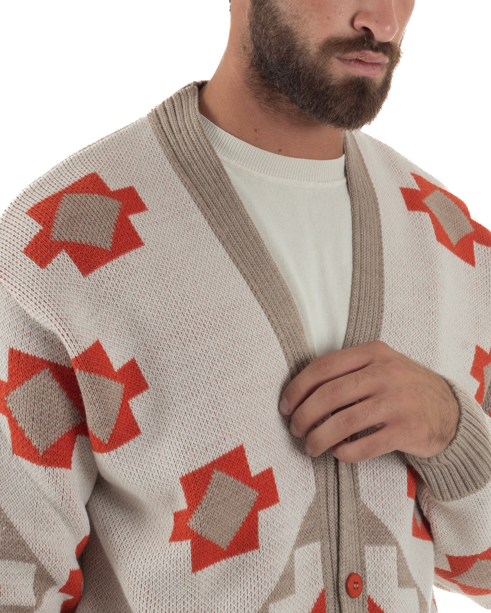 Cardigan Uomo Oversize Fantasia Azteca BlackSunday M2995A