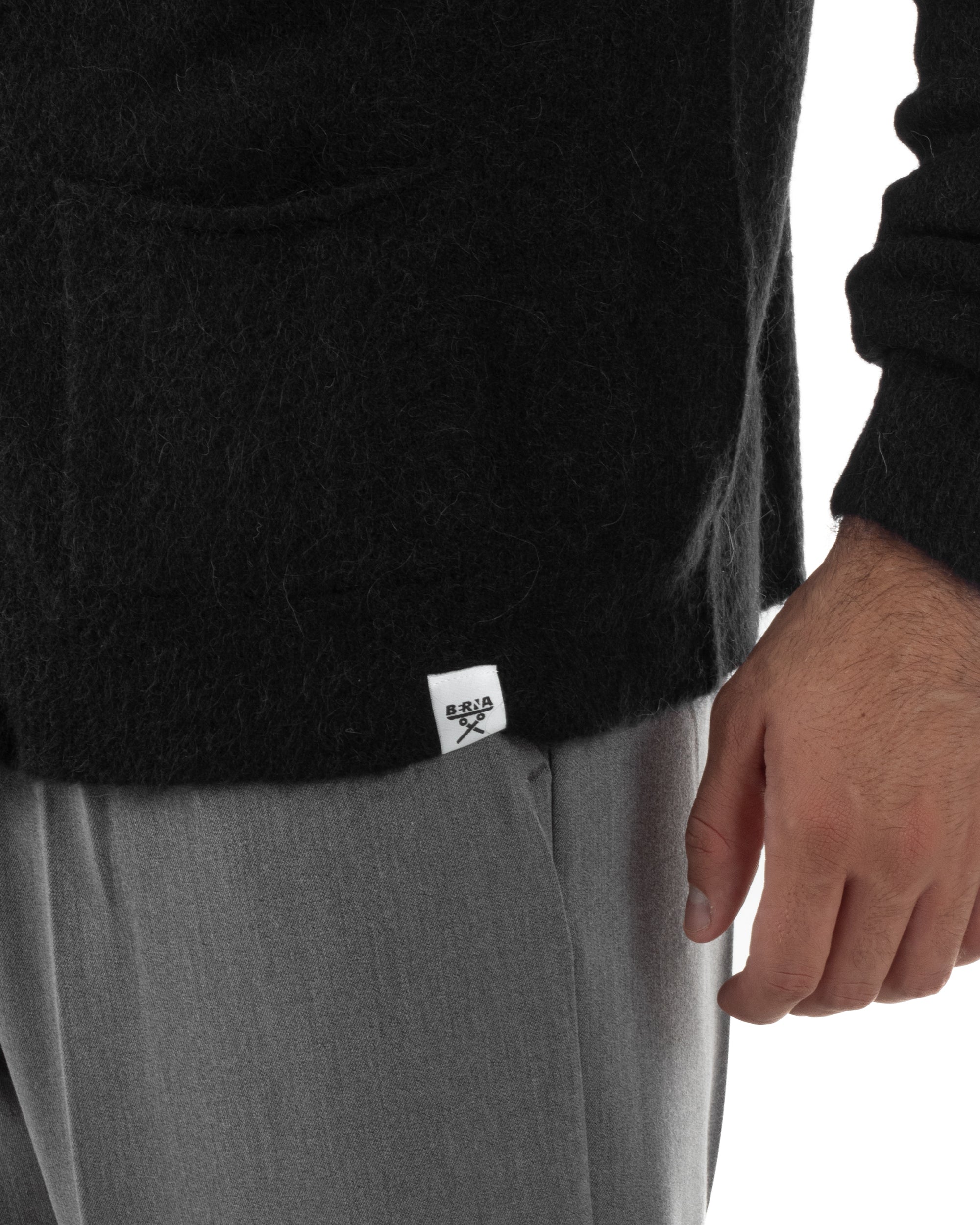 Cardigan Uomo Maglione Lana Relaxed Fit Basic Nero BERNA M252038