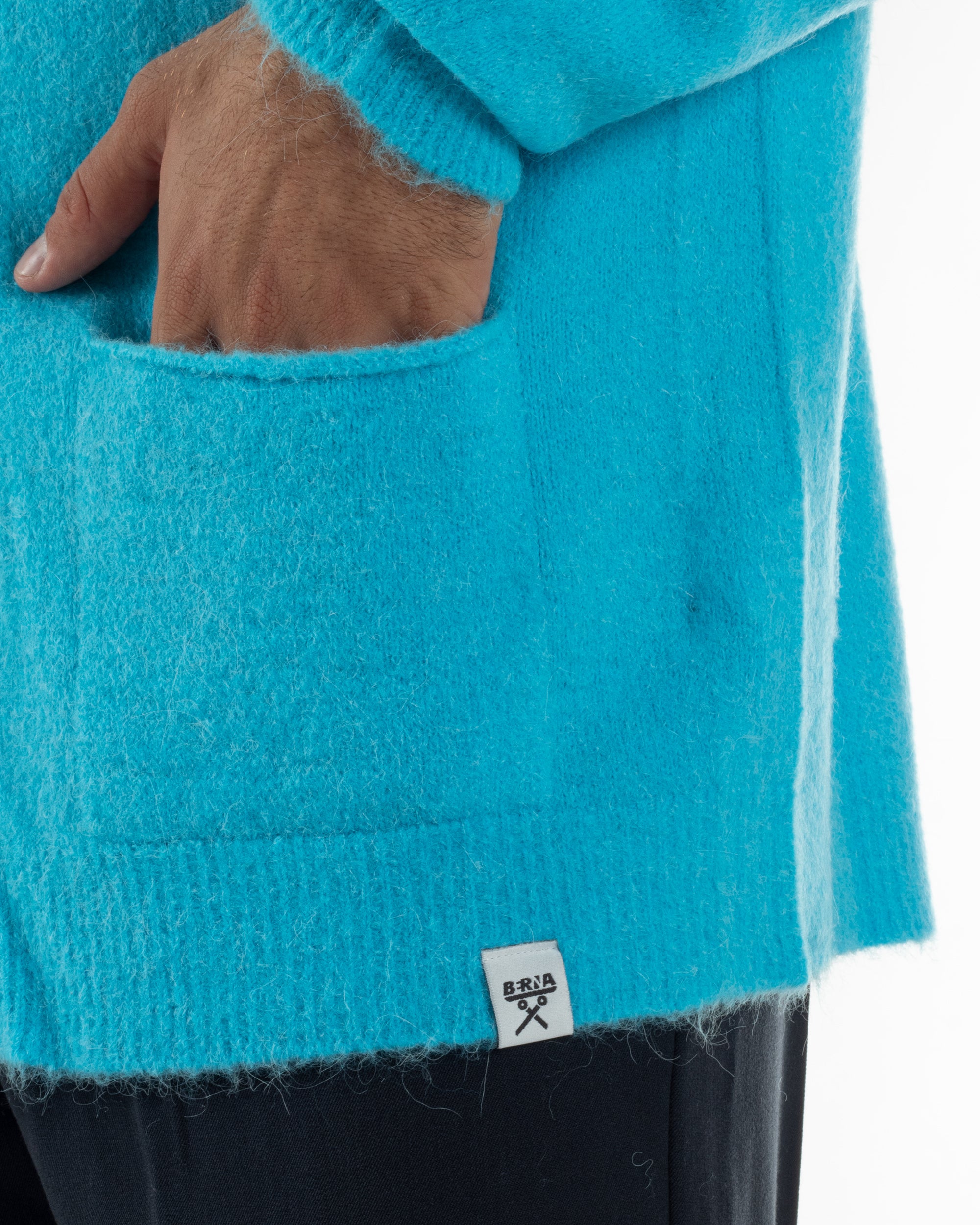 Cardigan Uomo Maglione Lana Relaxed Fit Basic Turchese BERNA M252038