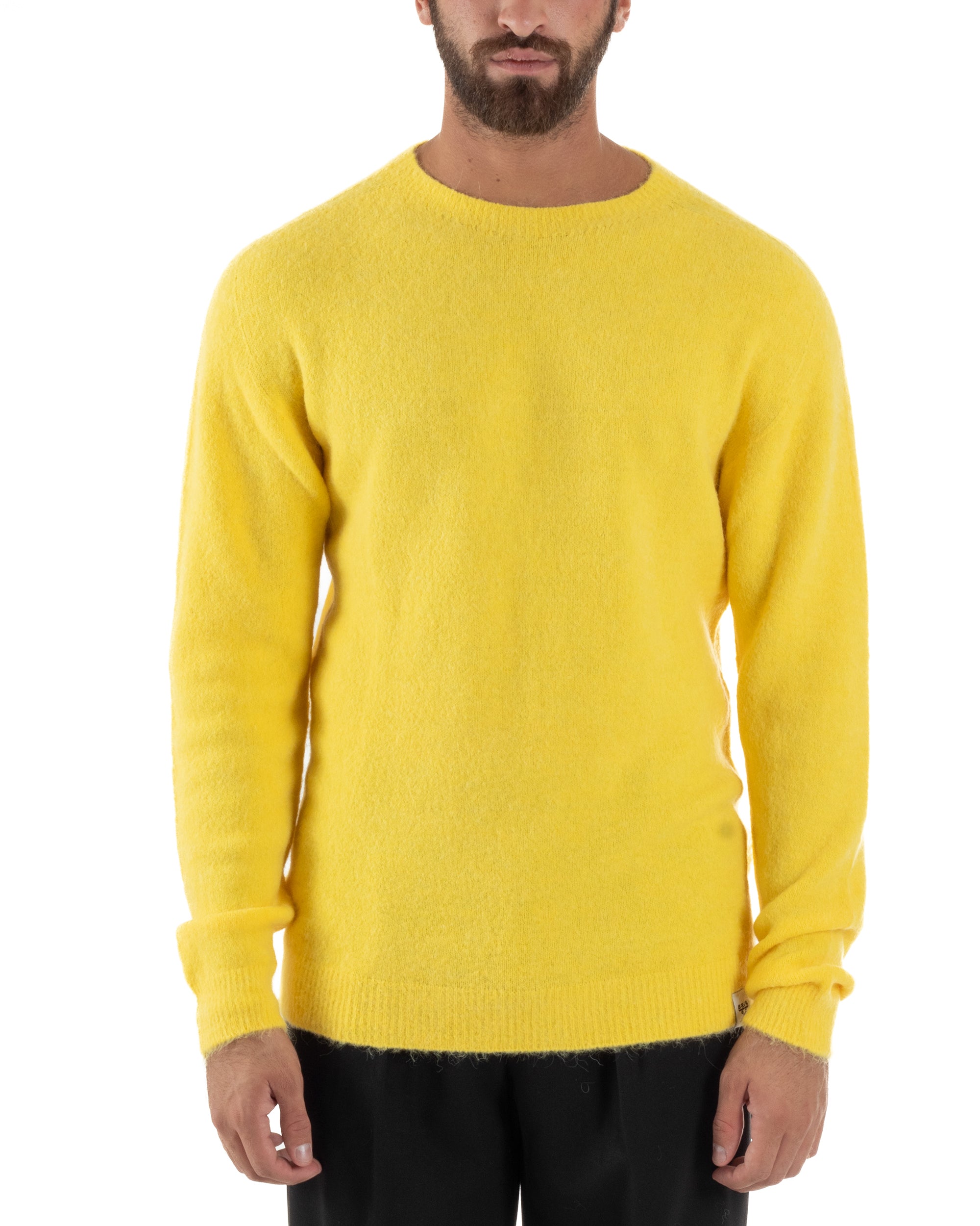 Maglione Uomo Lana Girocollo Regular Fit Basic Giallo BERNA M252037