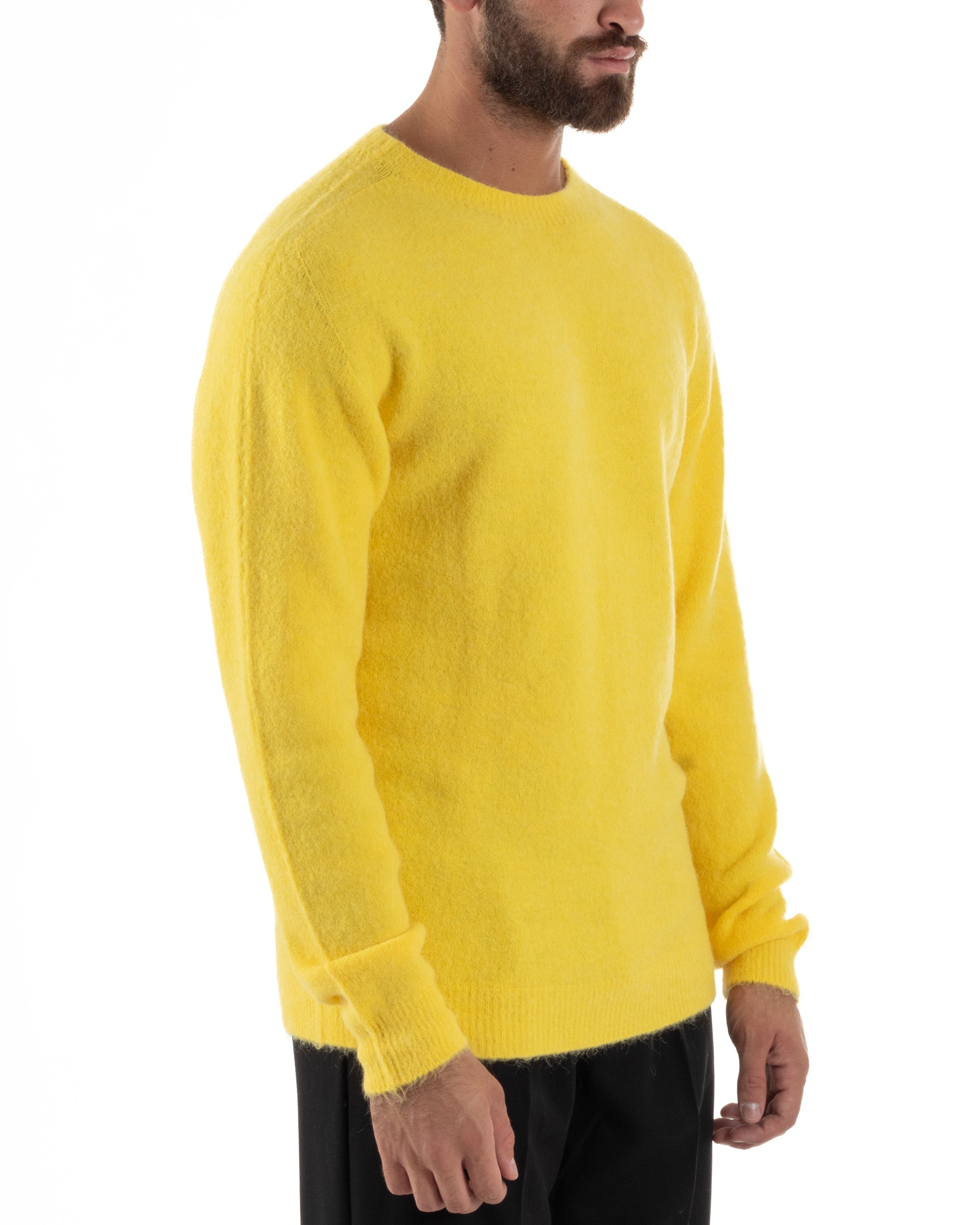 Maglione Uomo Lana Girocollo Regular Fit Basic Giallo BERNA M252037