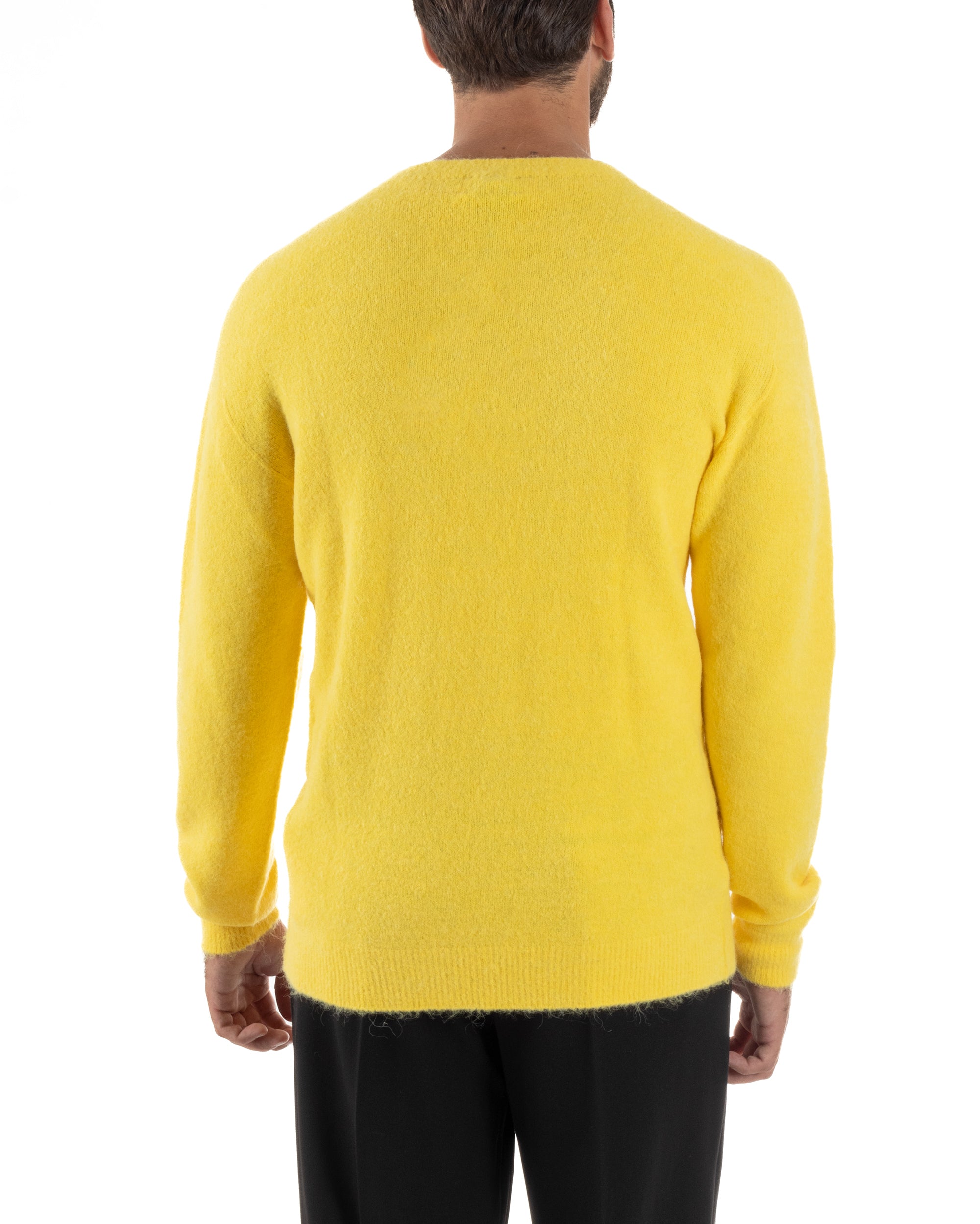 Maglione Uomo Lana Girocollo Regular Fit Basic Giallo BERNA M252037