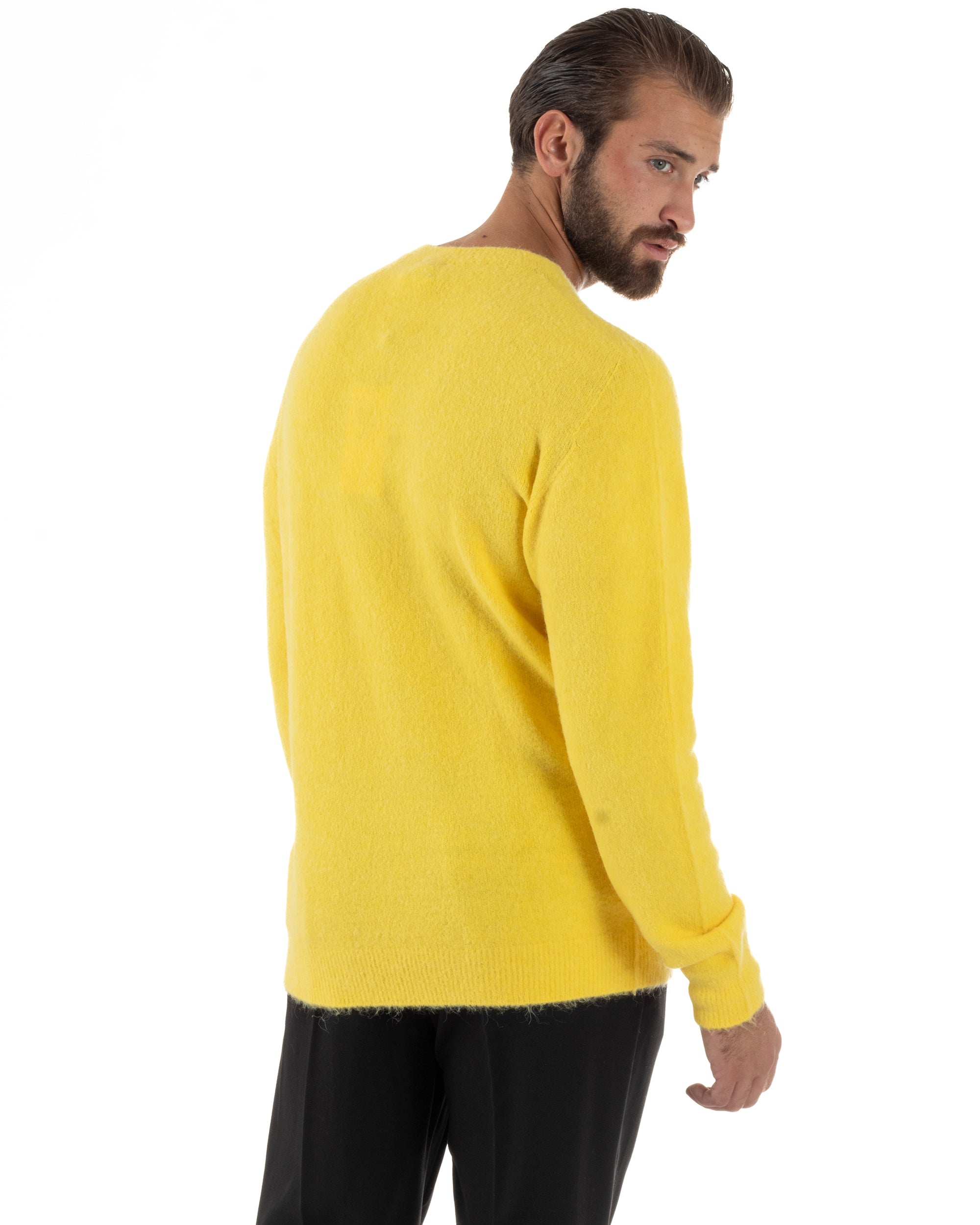 Maglione Uomo Lana Girocollo Regular Fit Basic Giallo BERNA M252037