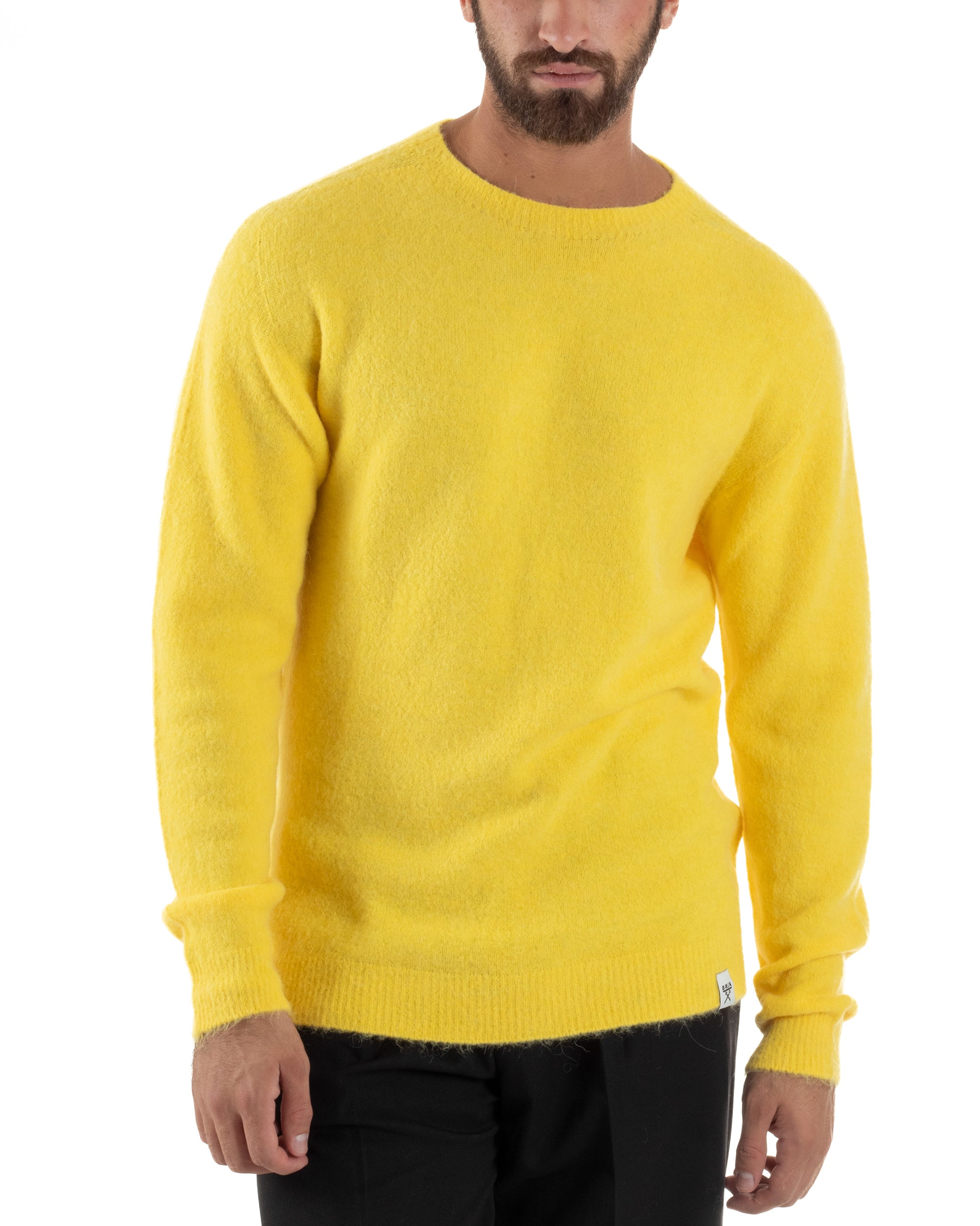 Maglione Uomo Lana Girocollo Regular Fit Basic Giallo BERNA M252037