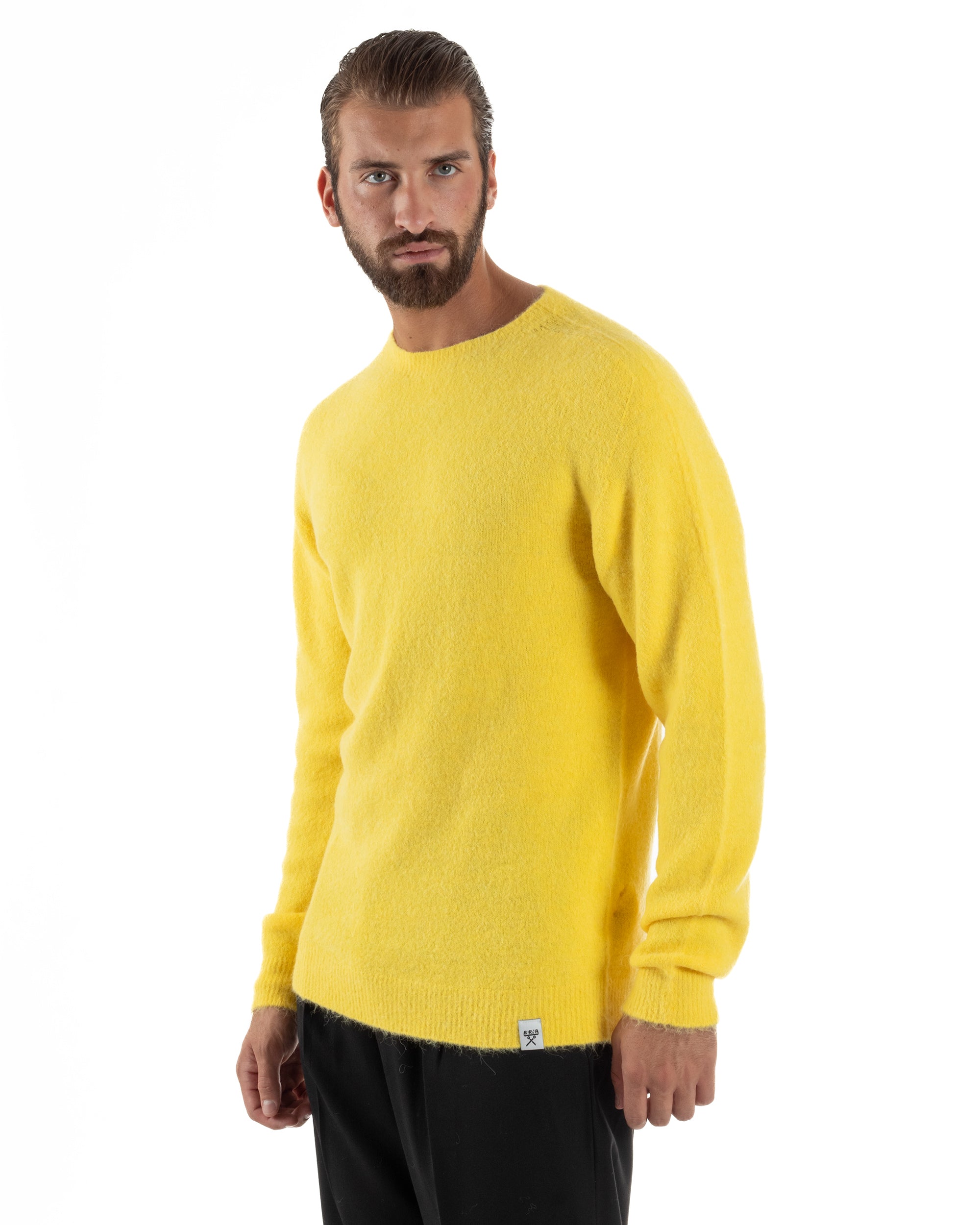 Maglione Uomo Lana Girocollo Regular Fit Basic Giallo BERNA M252037