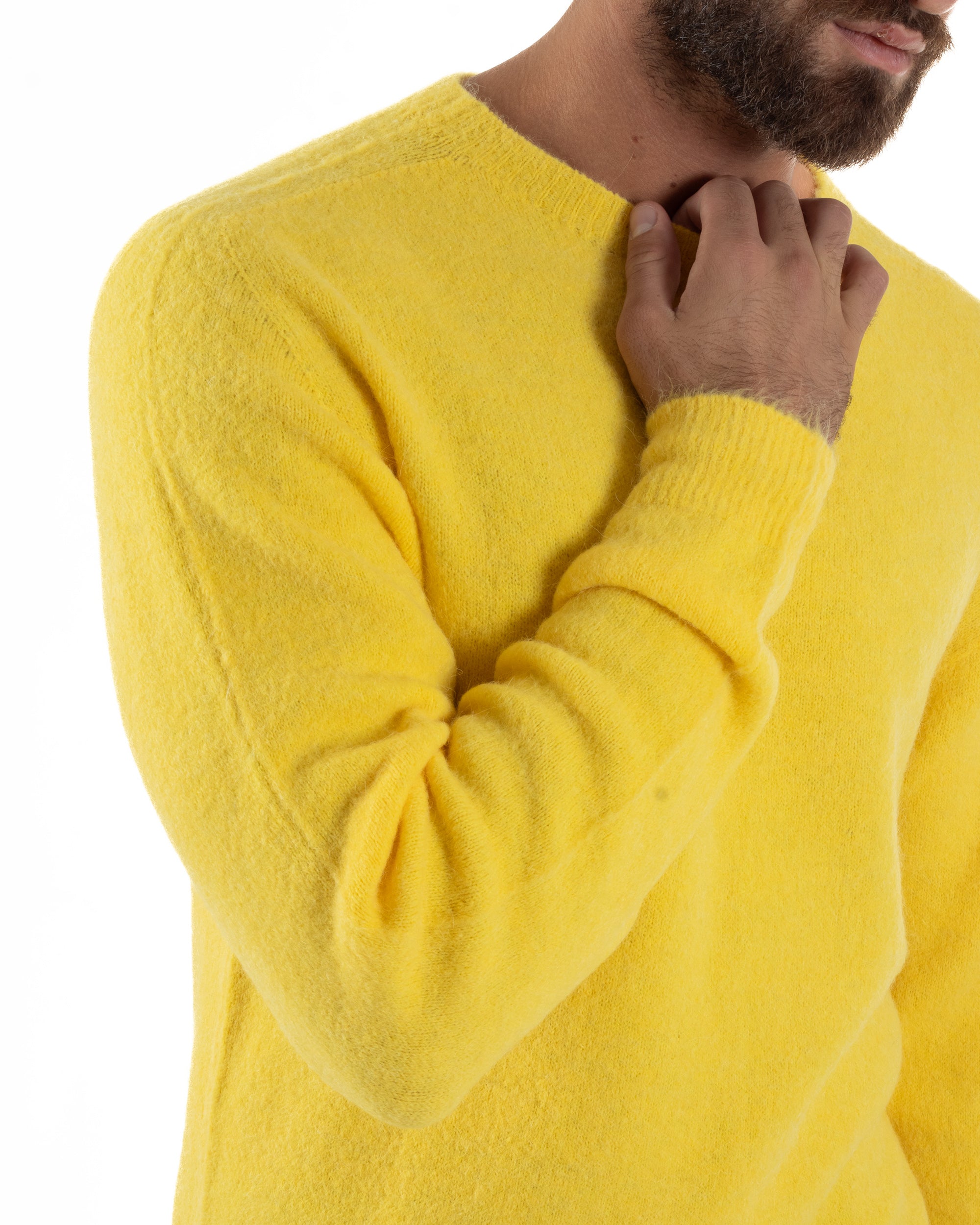 Maglione Uomo Lana Girocollo Regular Fit Basic Giallo BERNA M252037