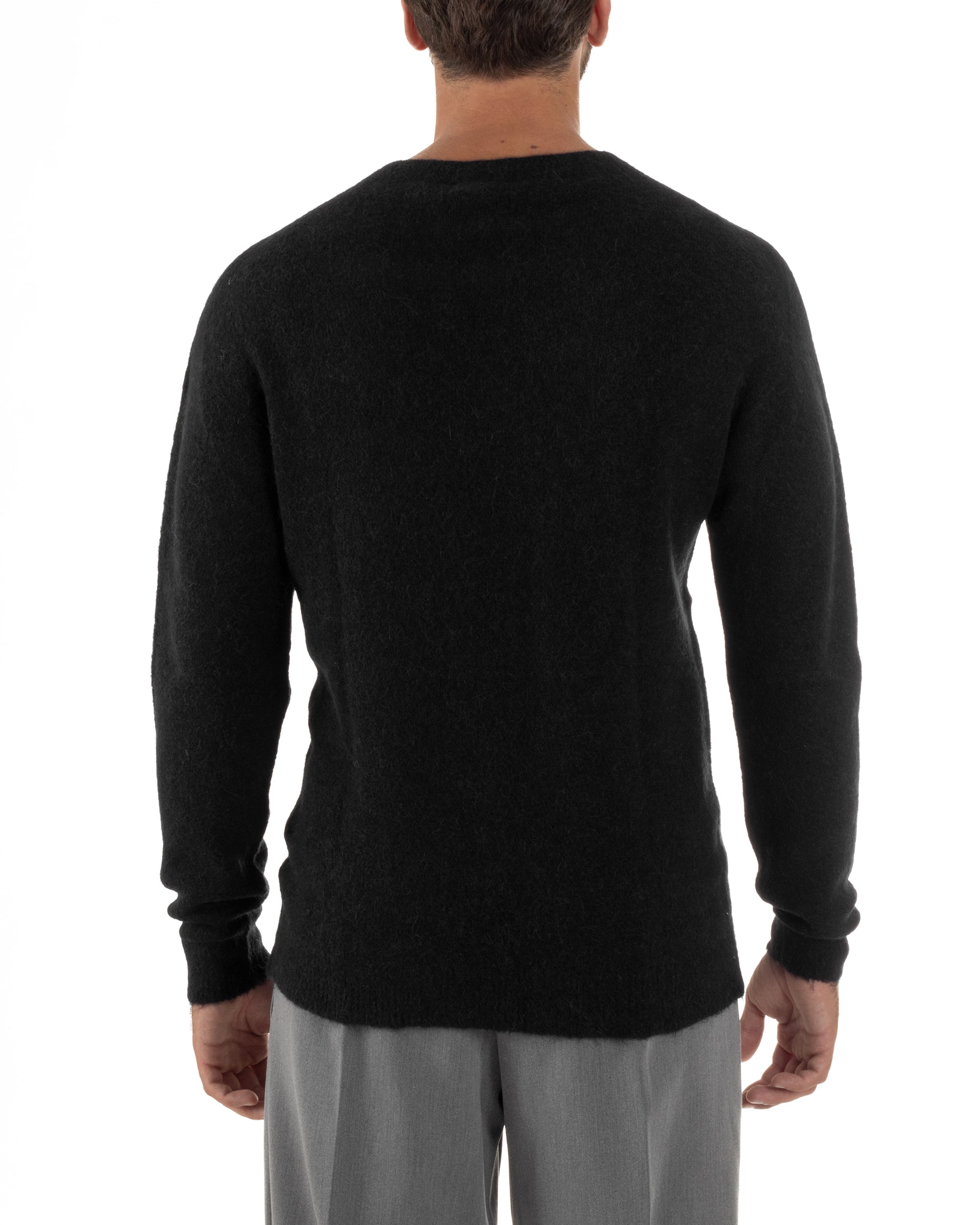 Maglione Uomo Lana Girocollo Regular Fit Basic Nero BERNA M252037